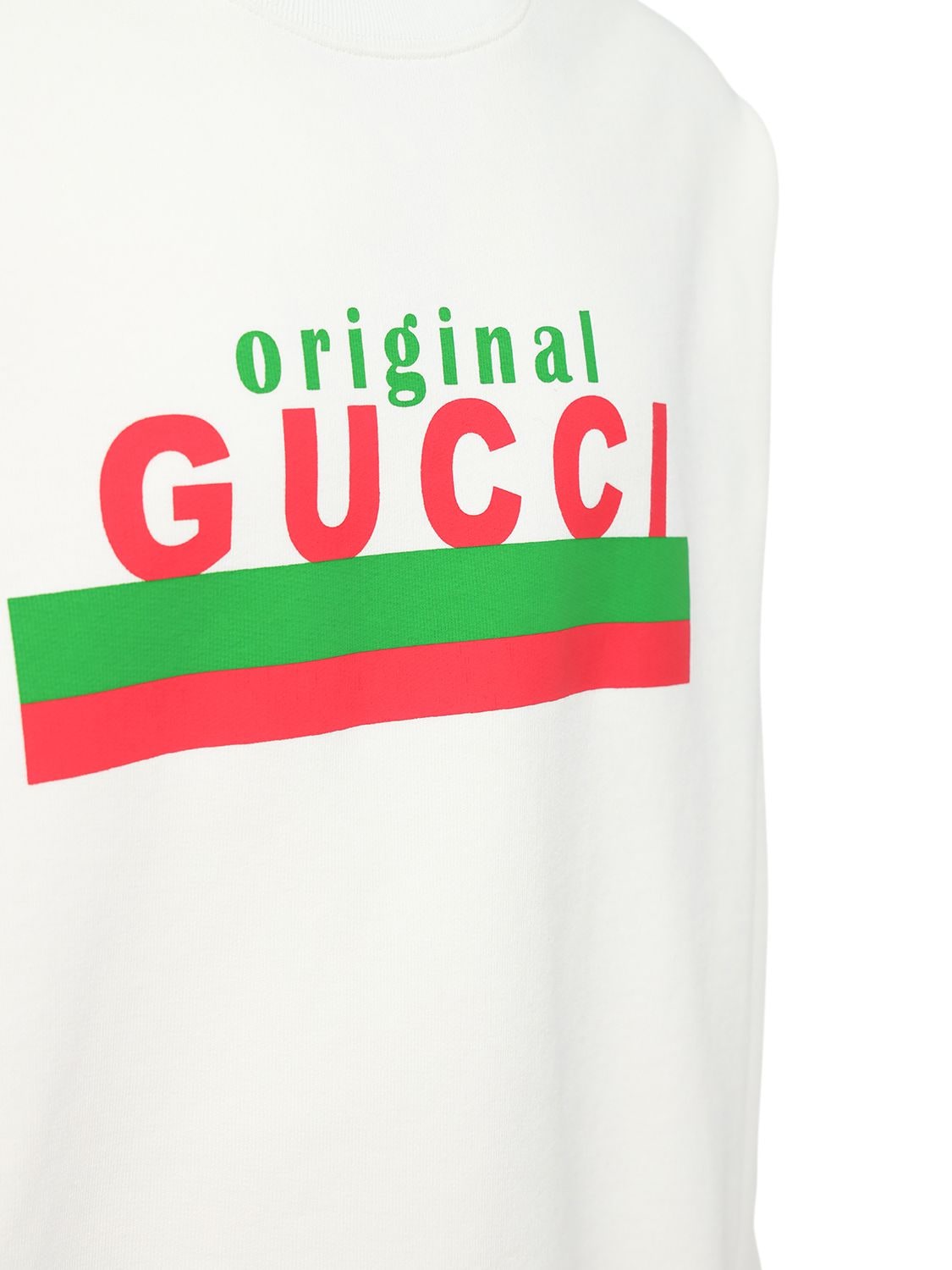 Shop Gucci Original Print Cotton Sweatshirt In White