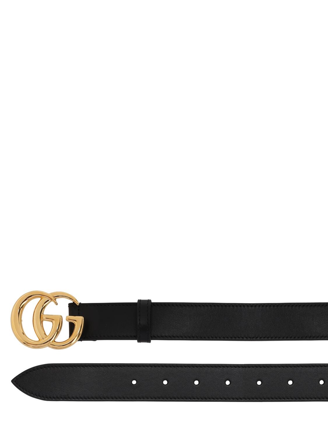Gucci Gg Marmont Leather Belt With Shiny Buckle In Brown | ModeSens
