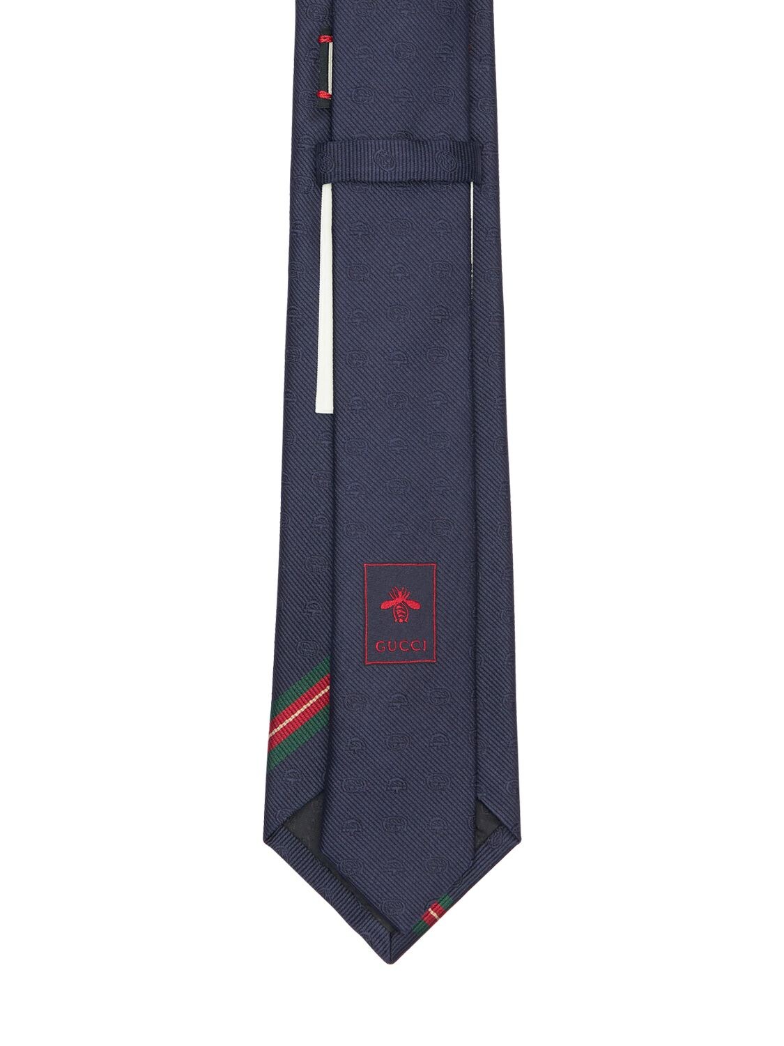 Shop Gucci 7cm Gg Logo Silk Tie In Blue