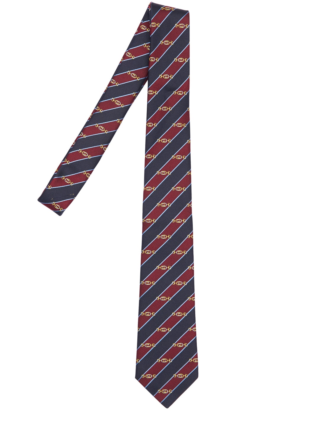 7cm Interlocking G Striped Silk Tie