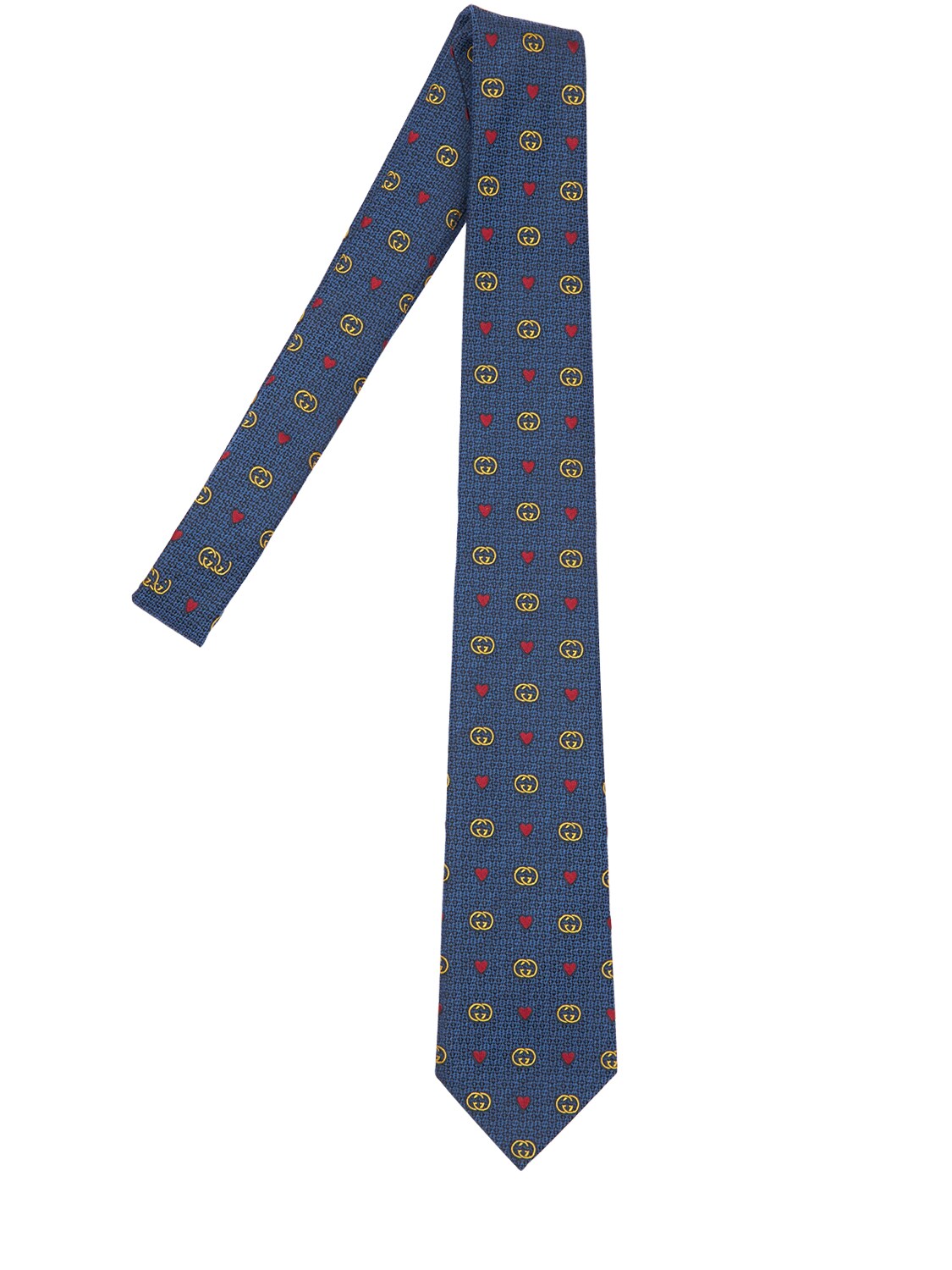 Gucci 7cm Gg Interlocking Wool & Silk Tie In Light Blue