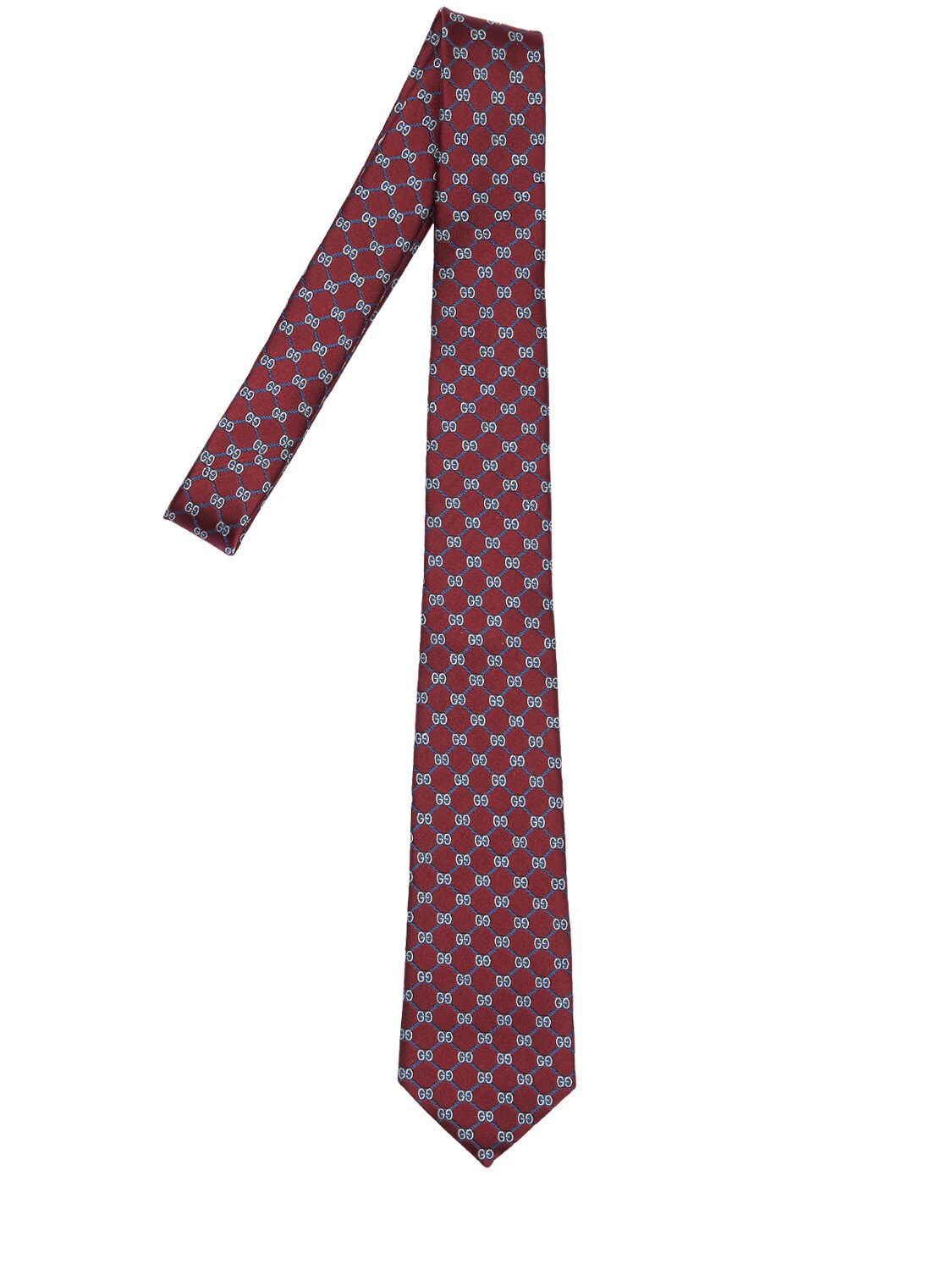 Gucci 7cm Gg Geometric Interlocking Silk Tie In Bordeaux,white