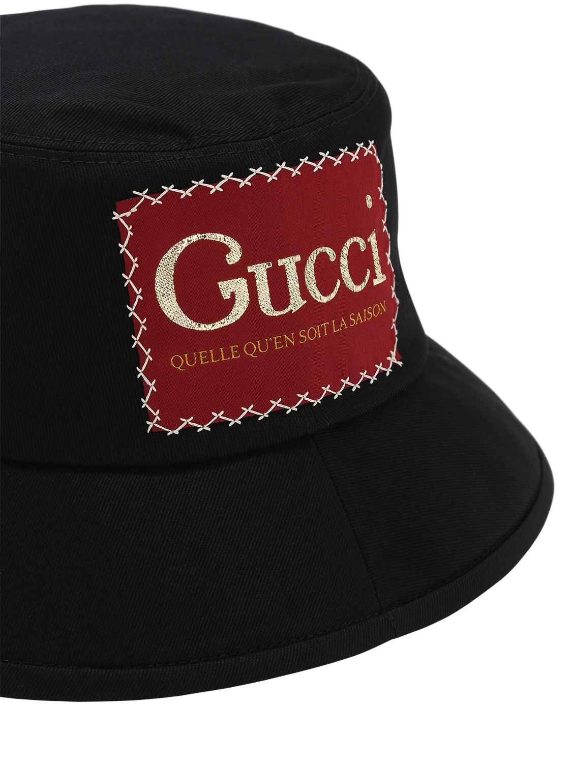 Authentic Gucci Logo Patch La Saison Cotton Bucket Hat Black size