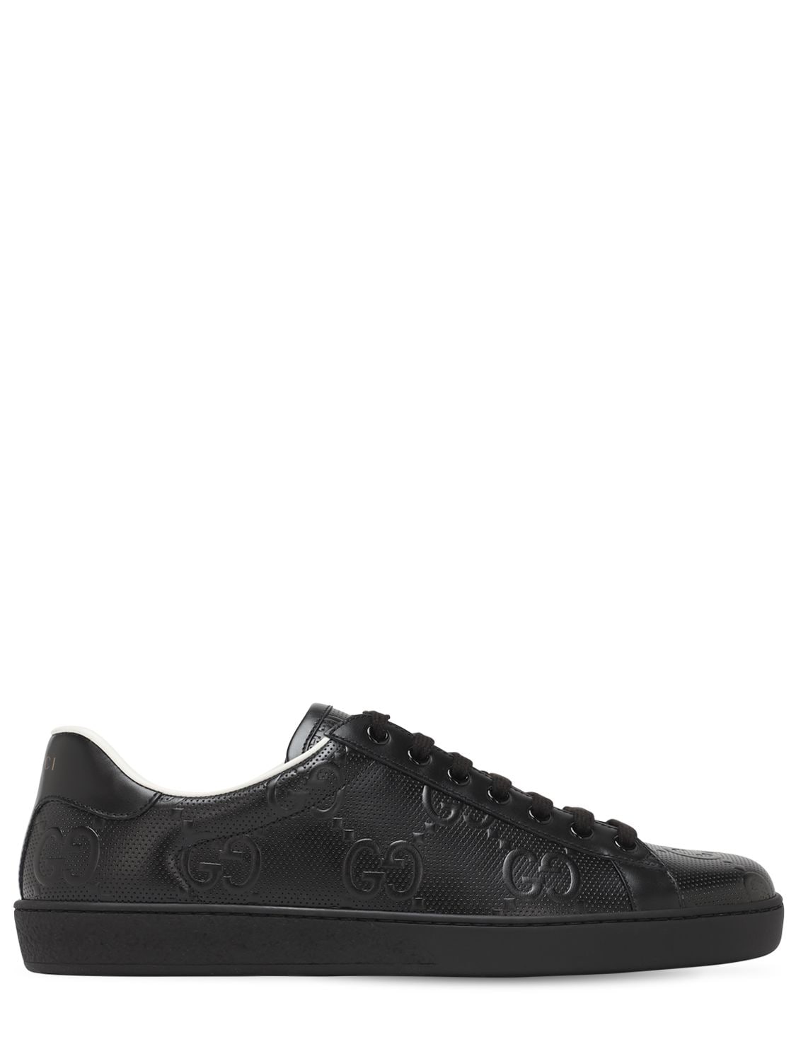 New Ace Gg Embossed Leather Sneakers