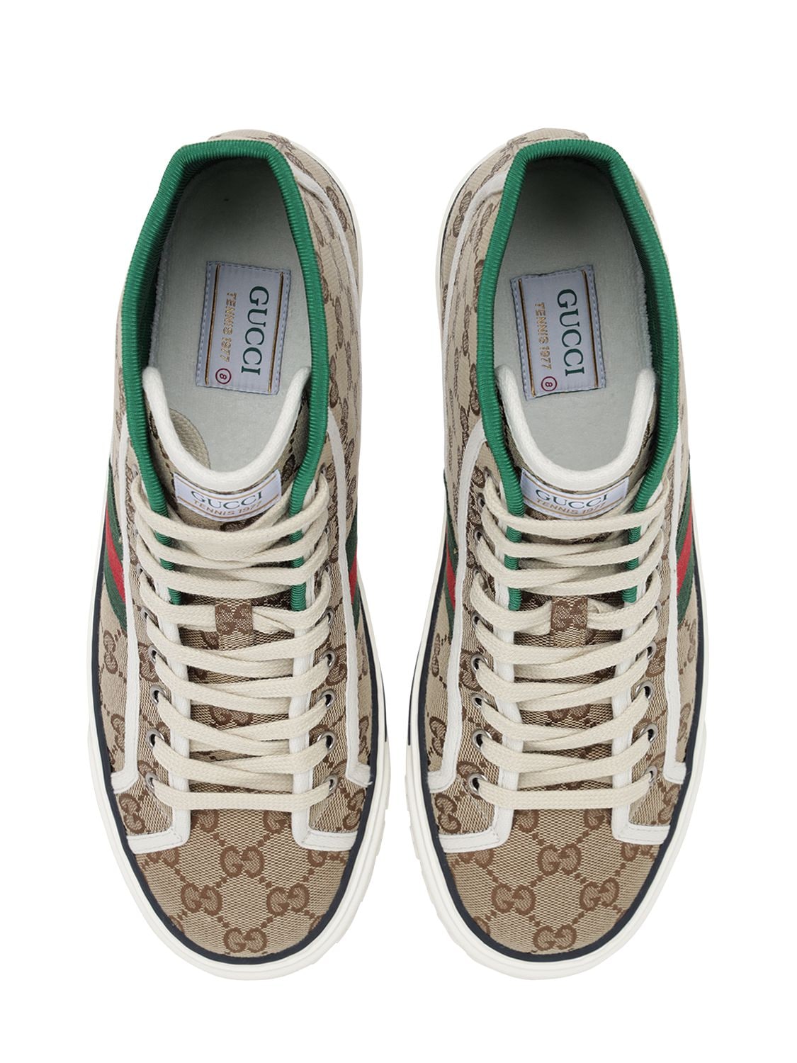 Gucci Brown Gg Signature Hi Top Tennis Sneakers In 9765 Beige | ModeSens