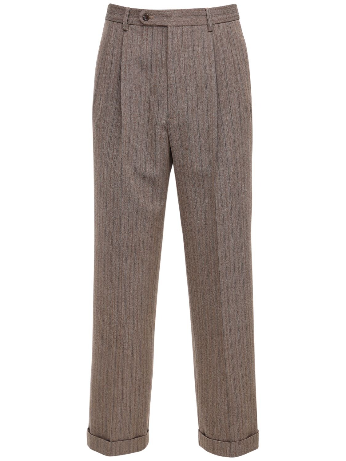 Gucci Wool Wide Leg Trousers In Brown