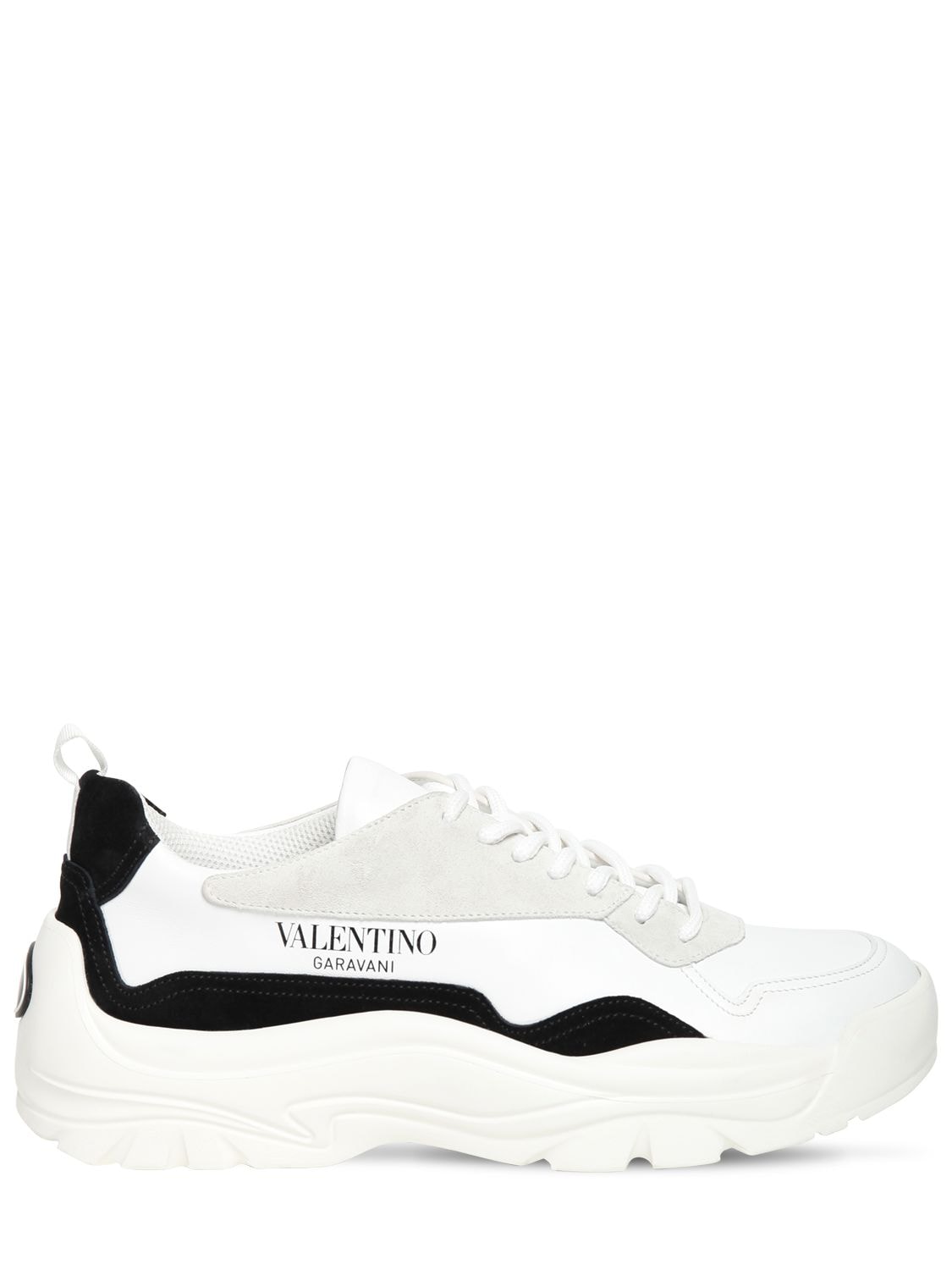 Valentino Garavani “gum Boy”皮革&麂皮低帮运动鞋 In White,black