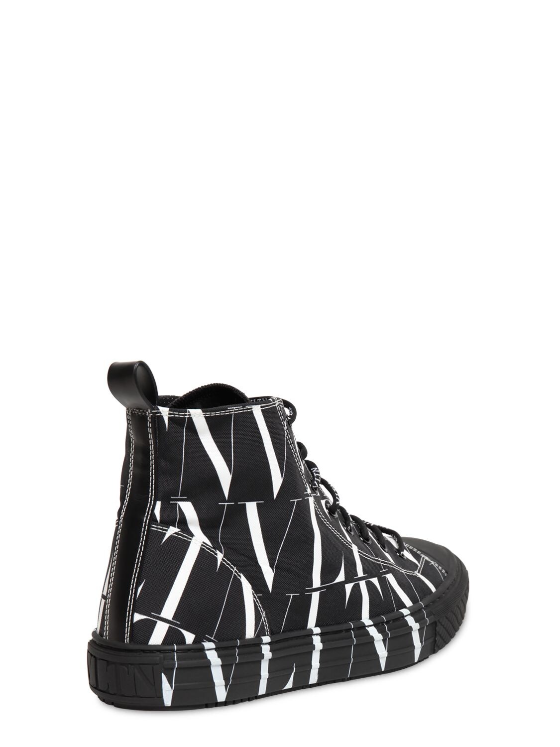 Valentino Garavani Black And White Canvas High Top Logo Sneakers In ...