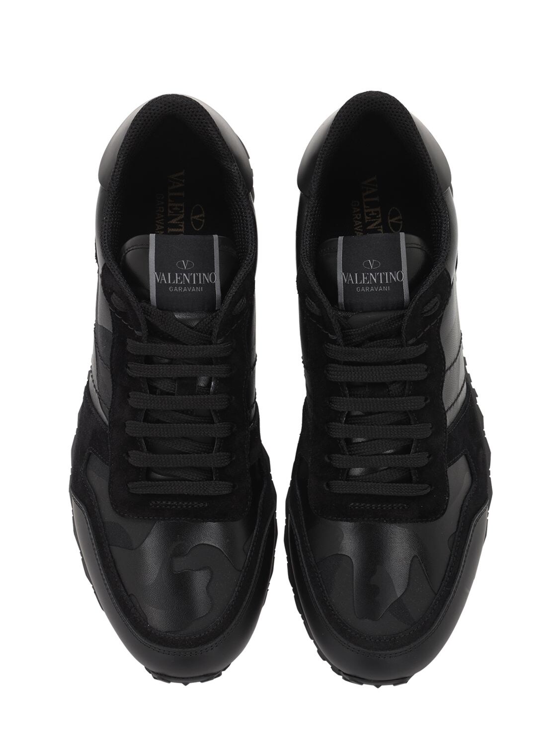 Shop Valentino Rock Runner Leather & Canvas Sneakers In Black
