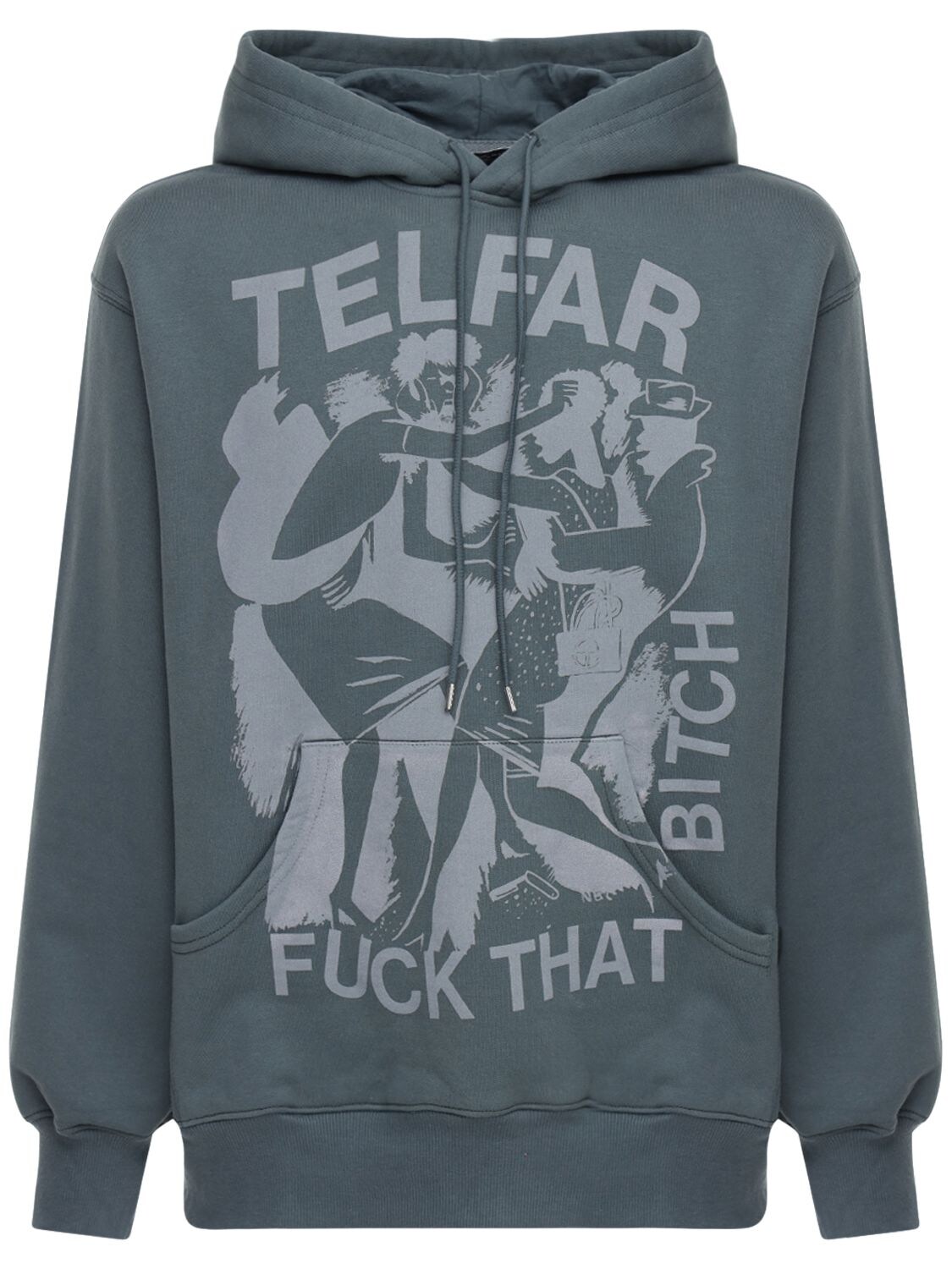 TELFAR GRAPHIC PRINT COTTON SWEATSHIRT HOODIE,72IHLI010-T0ZGIEJMQUNL0