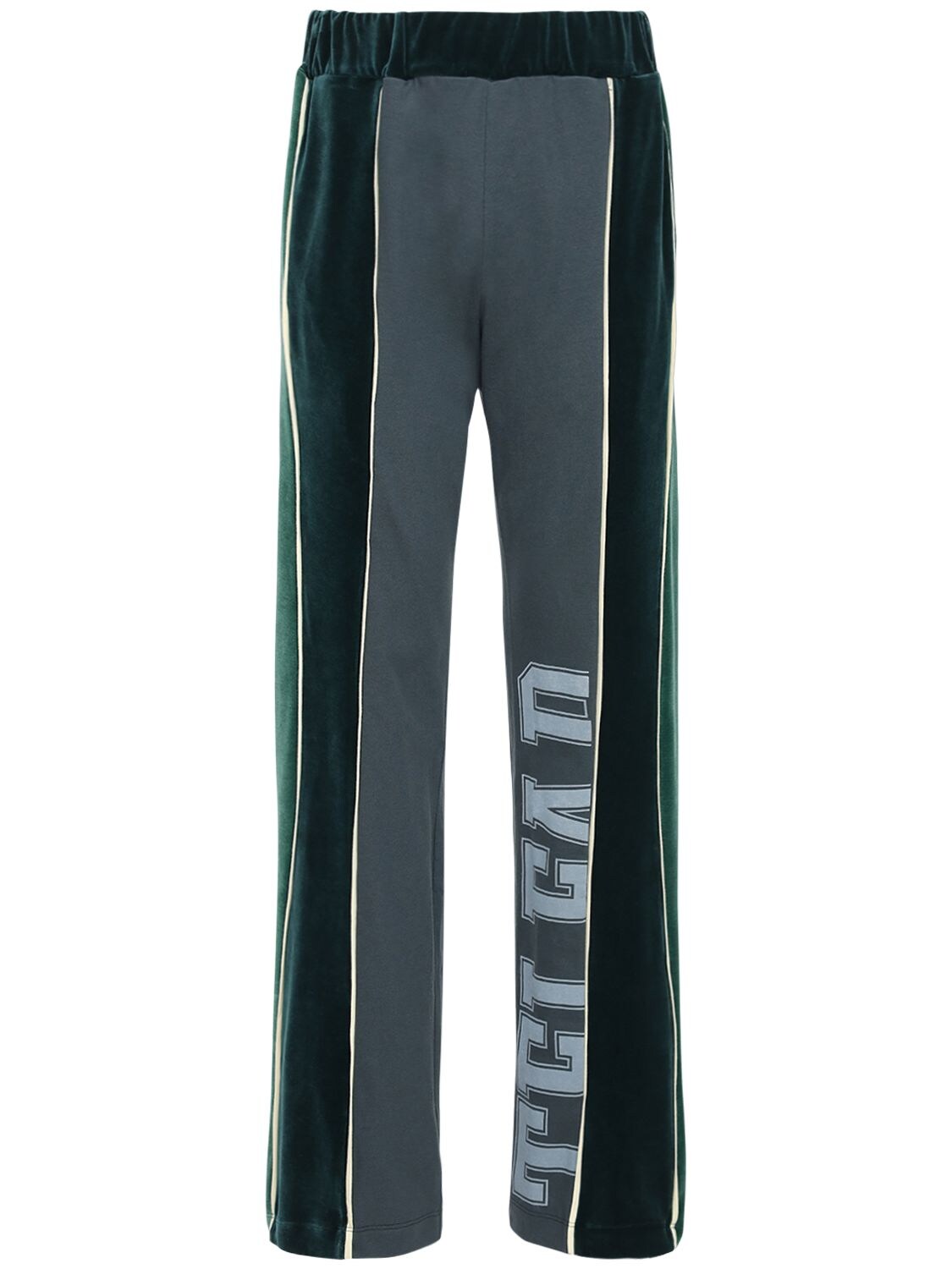 Telfar Logo Print Cotton Blend Track Pants In Green,off-black | ModeSens