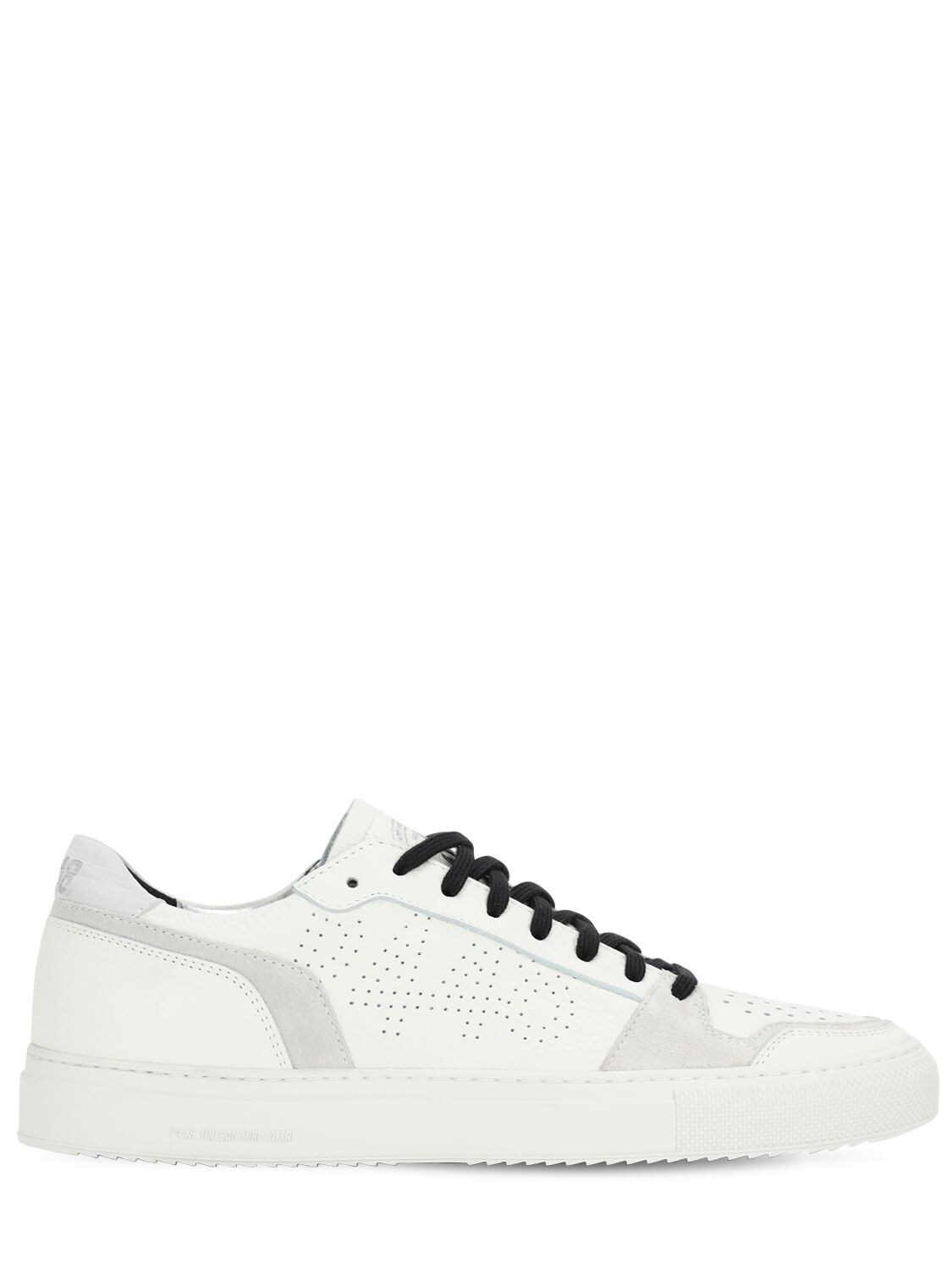 P448 Zac Leather & Suede Low Top Sneakers In White,grey | ModeSens
