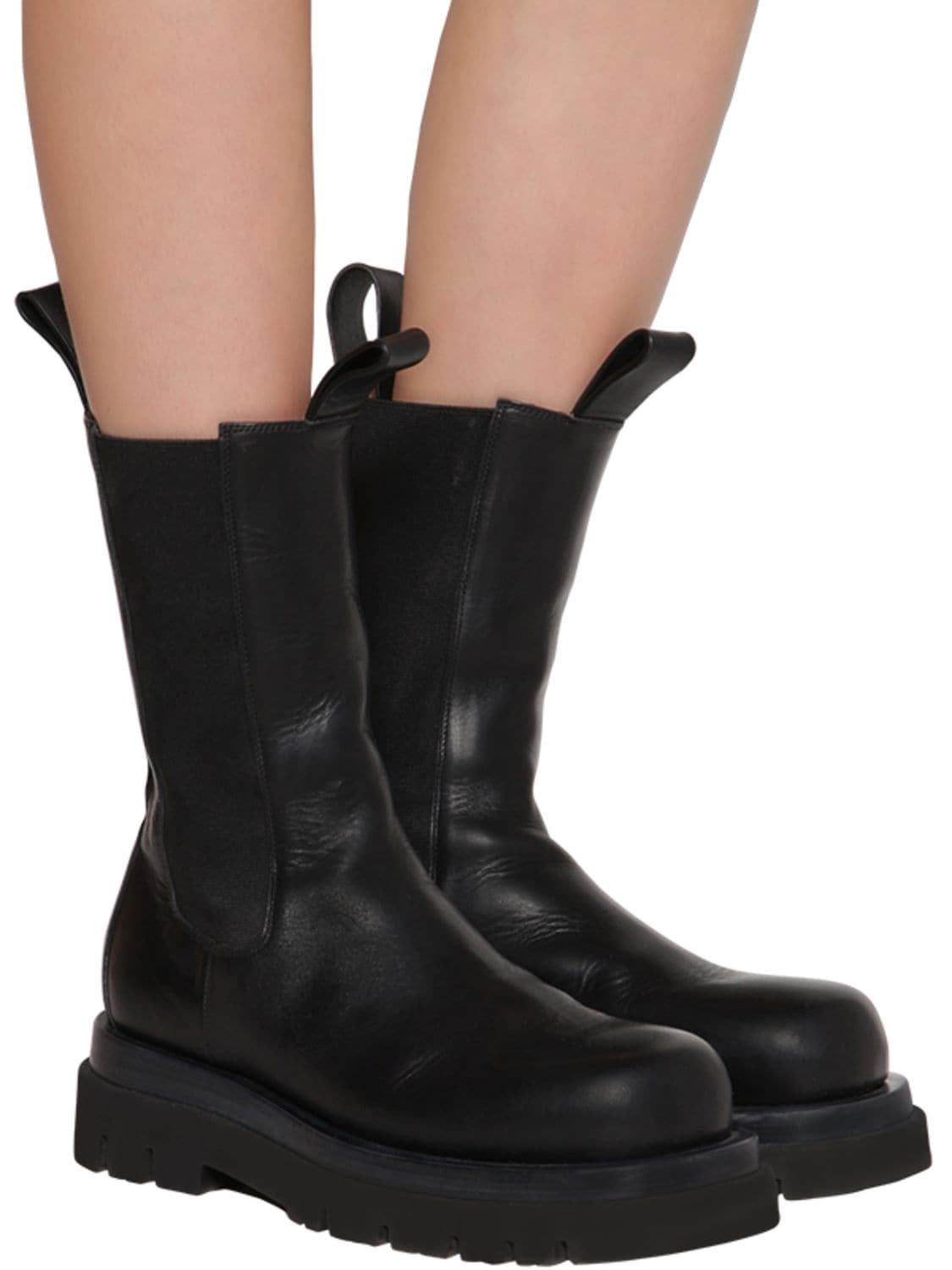 Bottega Veneta Lug Rubber-trimmed Leather Chelsea Boots In Black | ModeSens