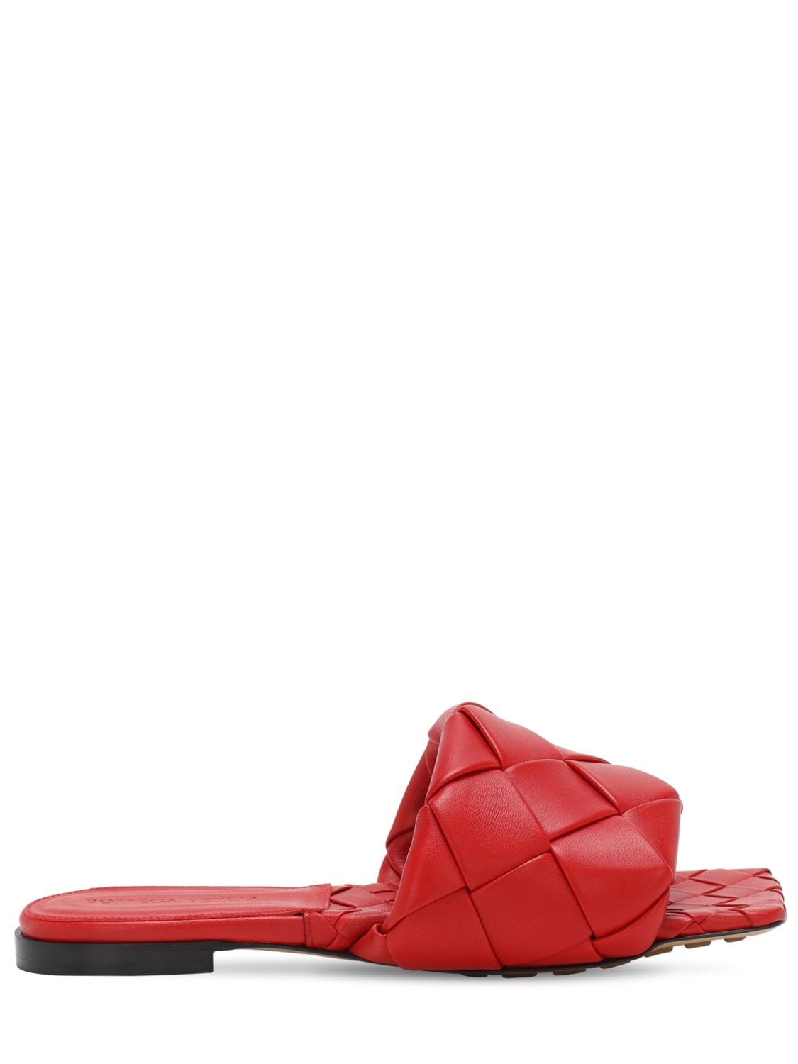 Bottega Veneta 10mm Lido Leather Slide Flats In Bright Red