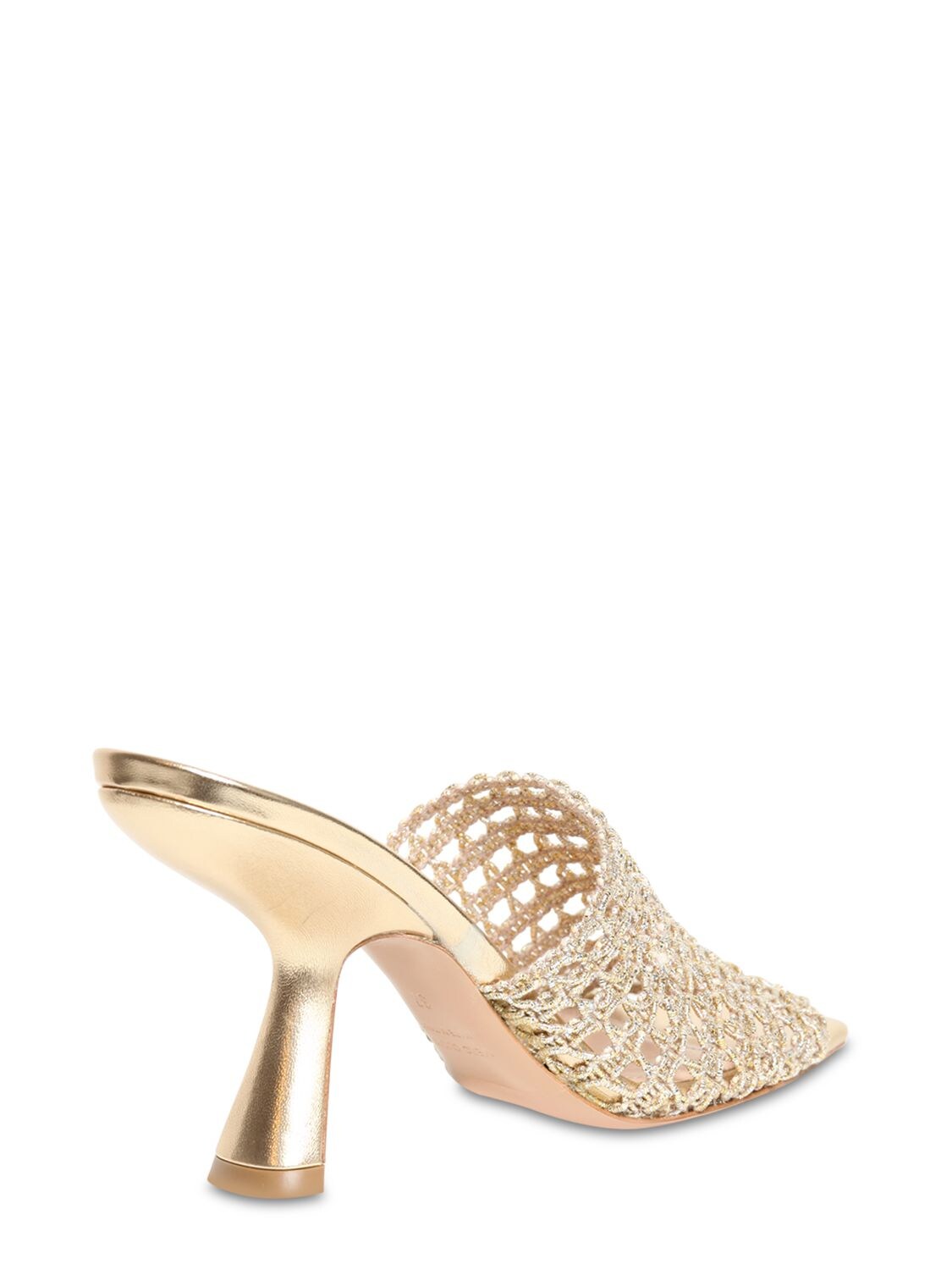 Nicholas Kirkwood Alba Macramé Woven Heeled Mules In Gold