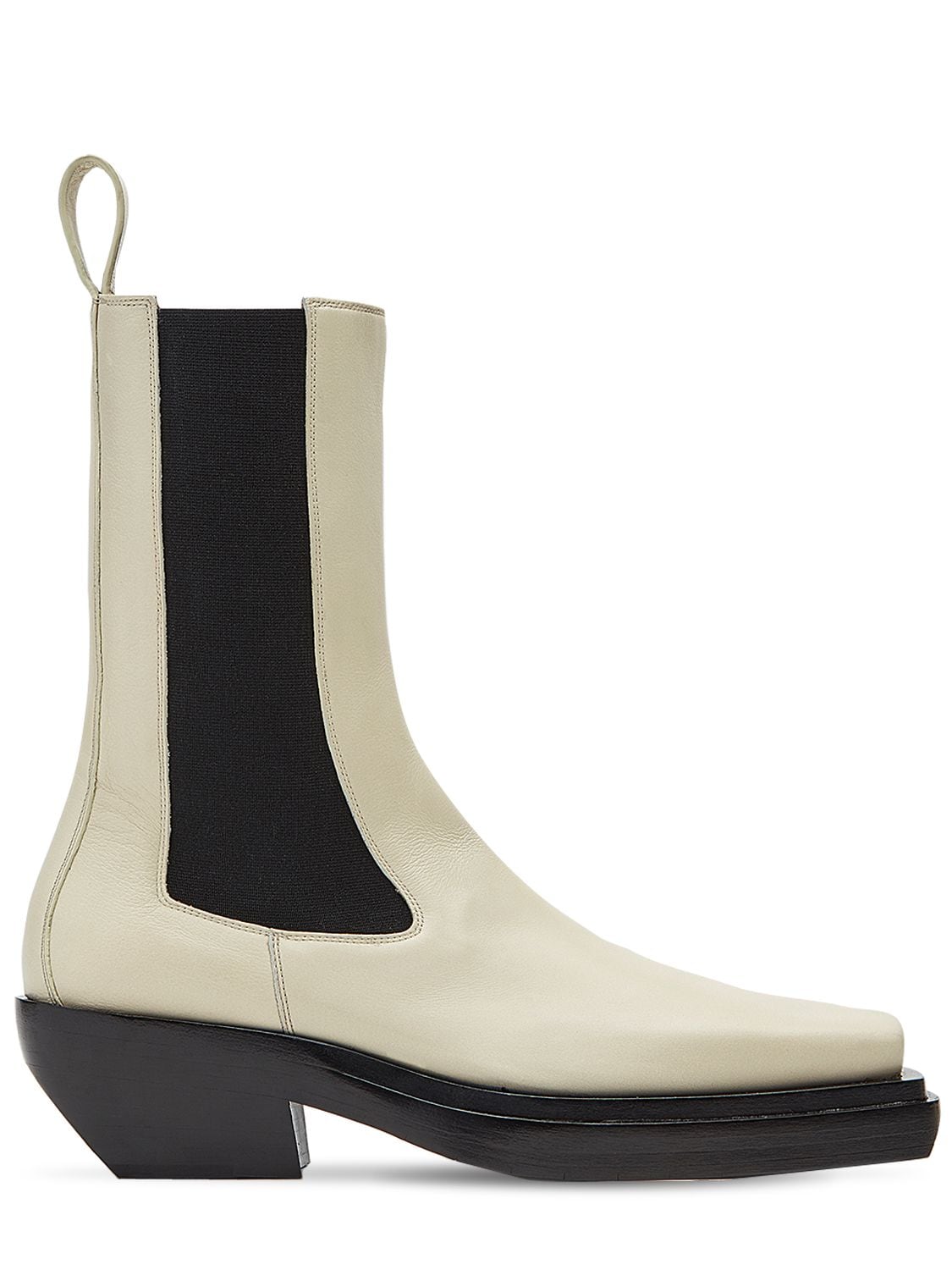 Bottega Veneta 40mm Lean Leather Boots In Off White