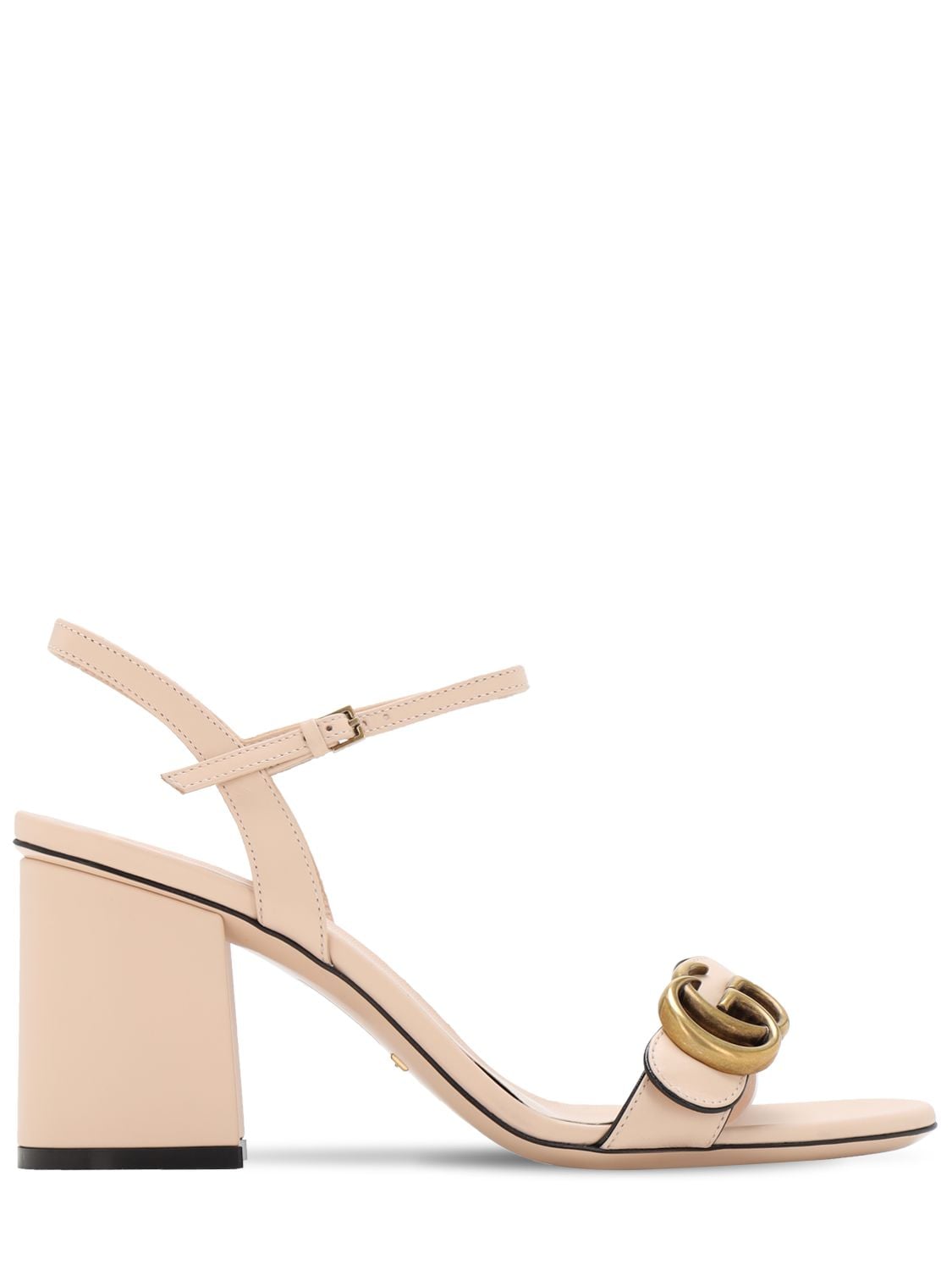 Gucci 75mm Marmont Leather Sandals In Nude