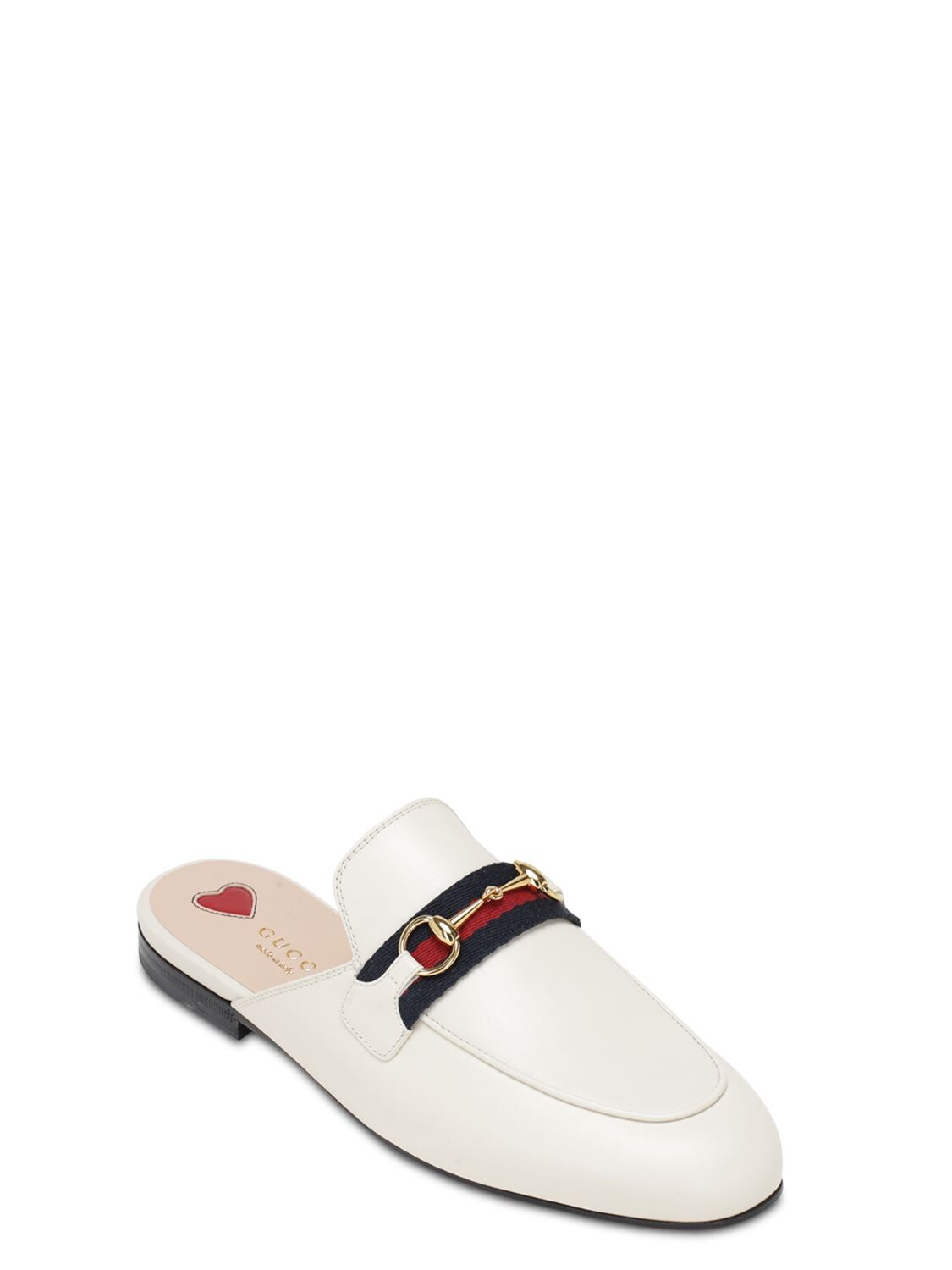 Shop Gucci 10mm Princetown Leather Mules In White