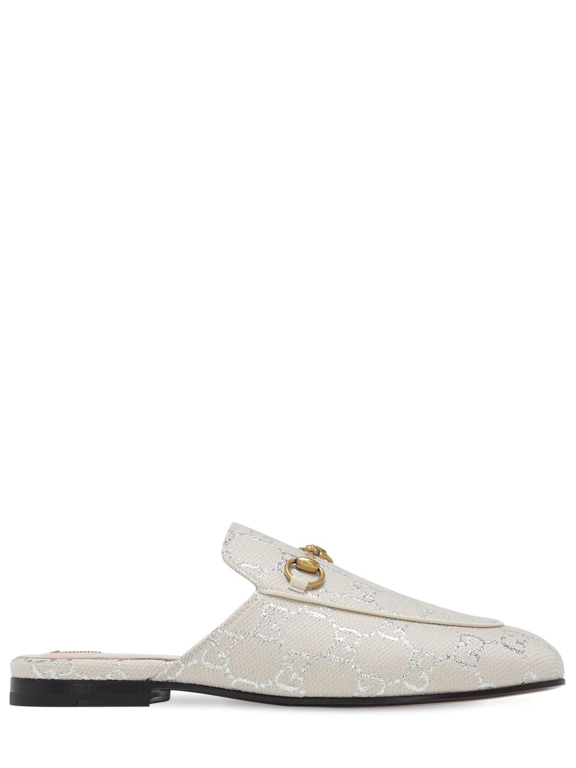 Gucci 10mm Princetown Lamé Jacquard Mules In Off White