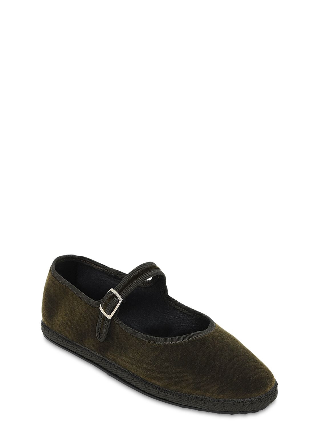 Shop Vibi Venezia 10mm Mary Jane Bottiglia Velvet Slippers In Olive Green