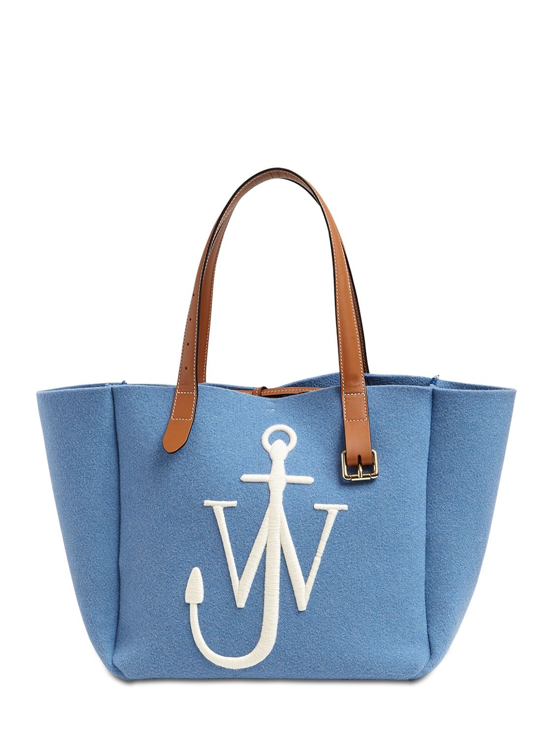 Jw Anderson Belt Embroidered-anchor Wool-felt Tote Bag In Bluebird ...
