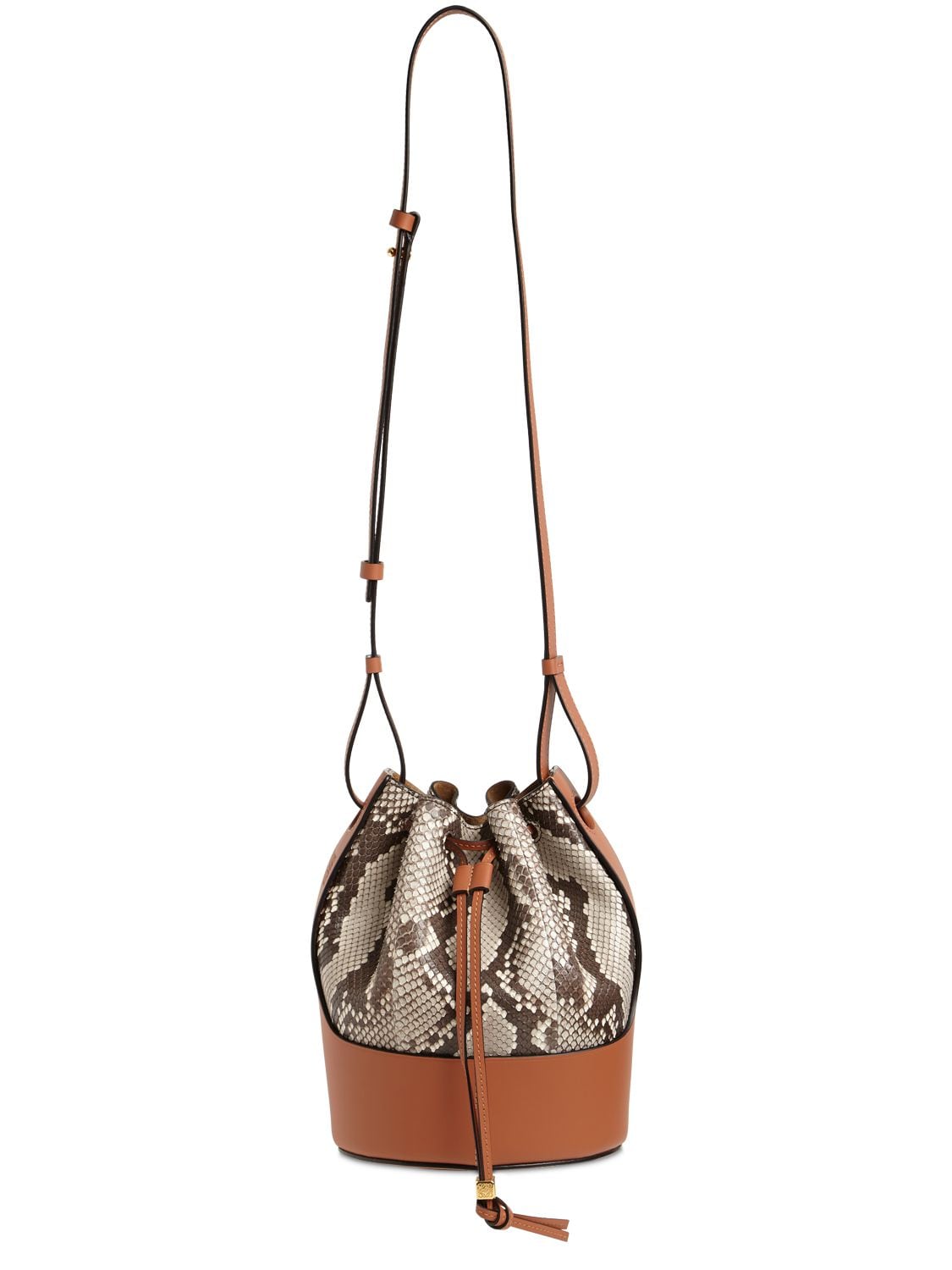 Loewe Small Balloon Python & Leather Bag In Natural,tan