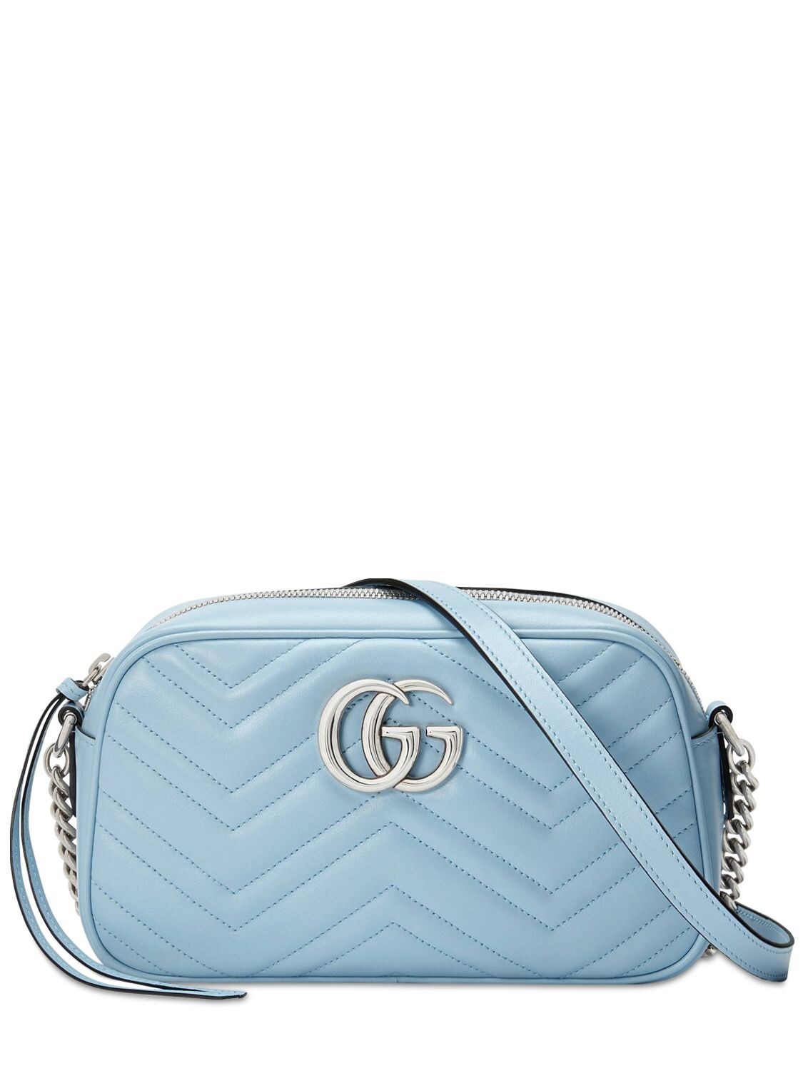 Gucci Gg Marmont Light Blue Leather Shoulder Bag
