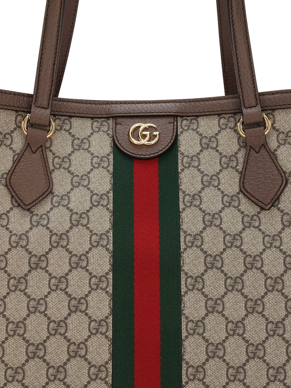 Shop Gucci Ophidia Gg Supreme Original Tote Bag In Brown