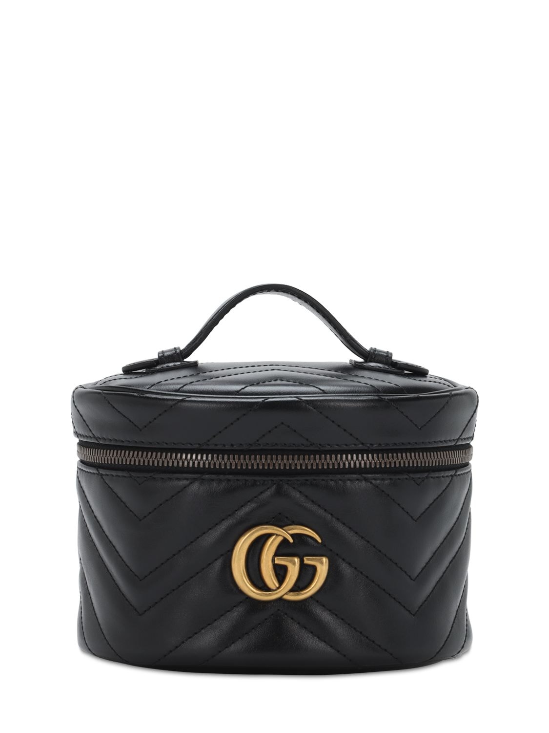 Gucci Gg Marmont Leather Beauty Bag In Black