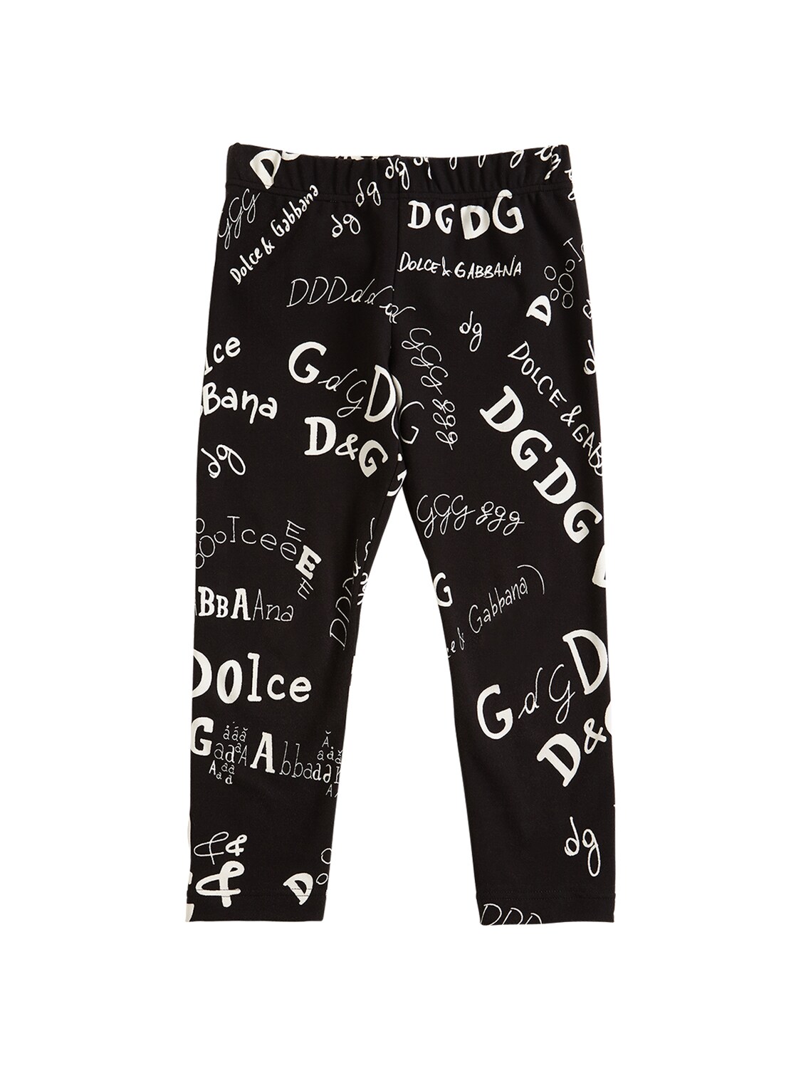 Dolce & Gabbana Kids' Logo Printed Cotton Interlock Leggings In Black