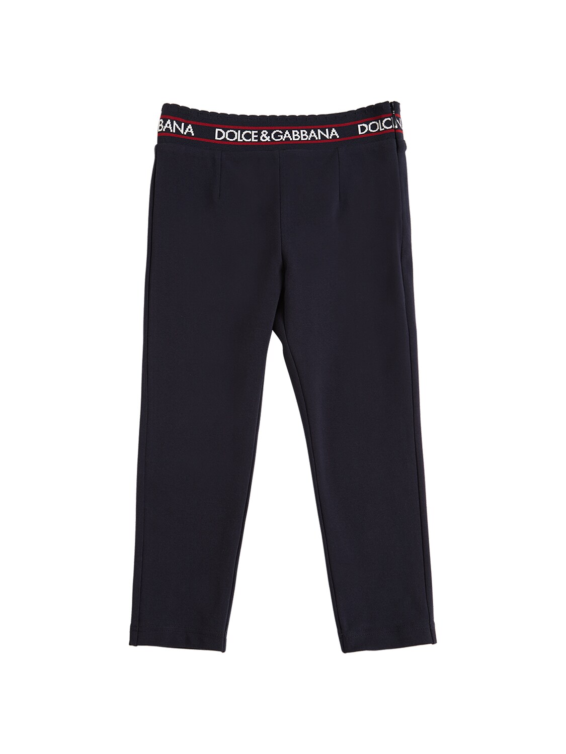 Dolce & Gabbana Kids' Cotton Interlock Pants W/ Logo Detail In Navy
