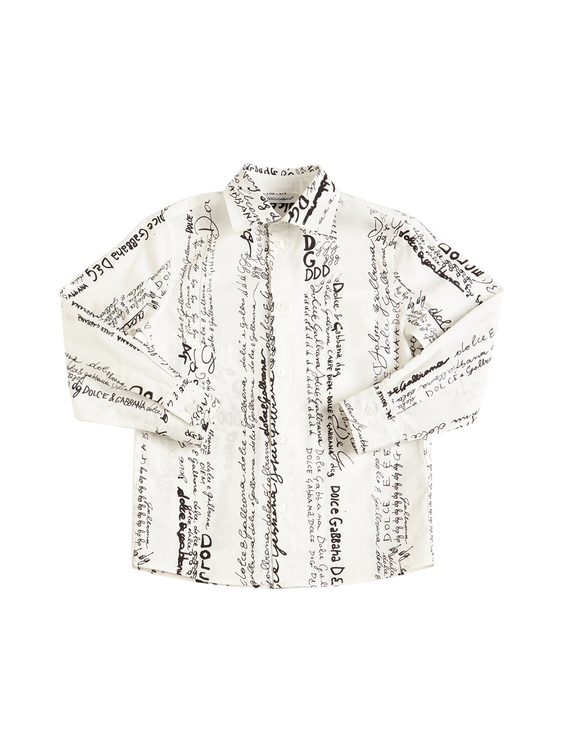 Dolce & Gabbana Kids' Printed Cotton Poplin Shirt In White