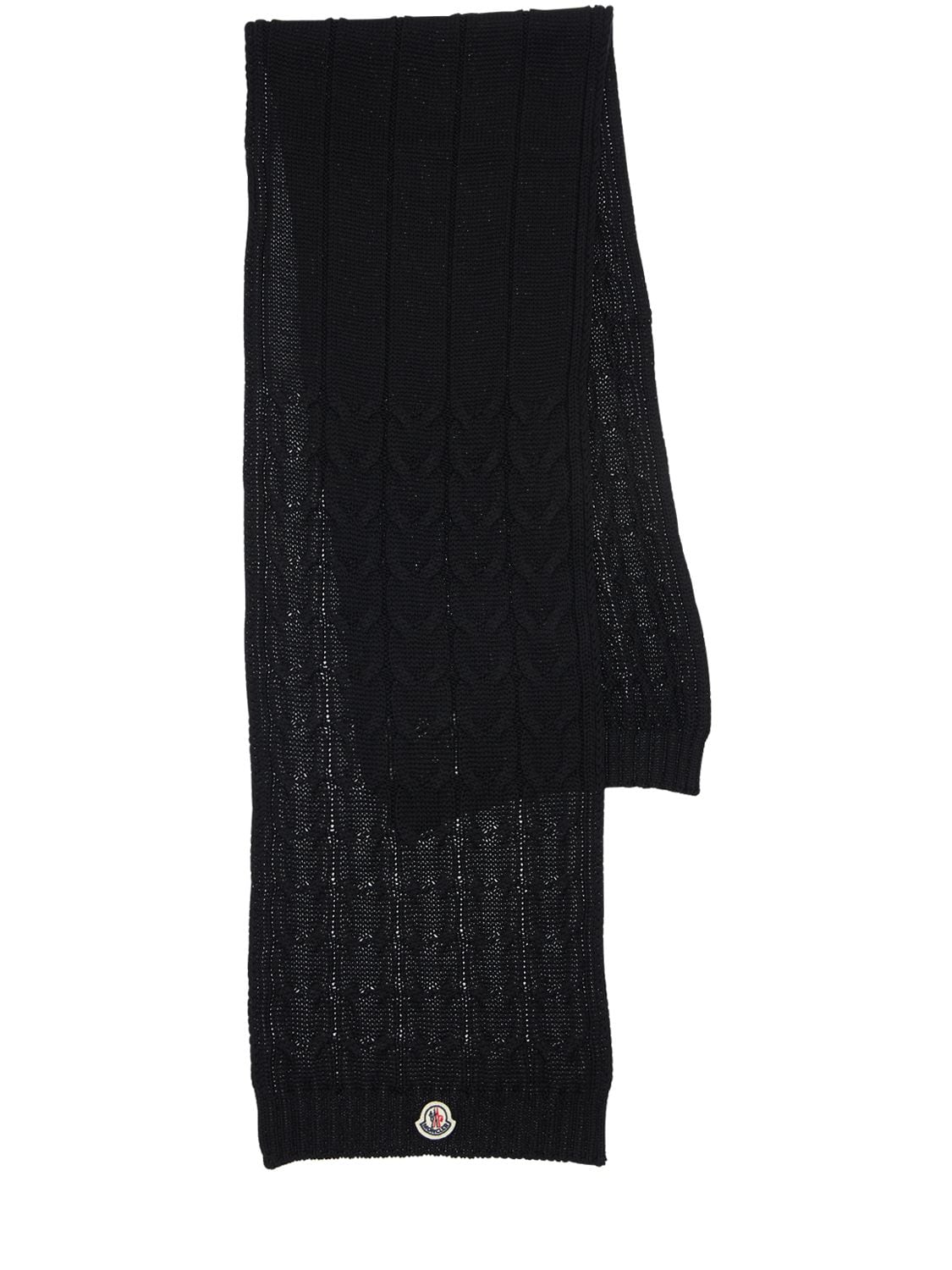 Moncler Kids' 羊毛针织围巾 In Black