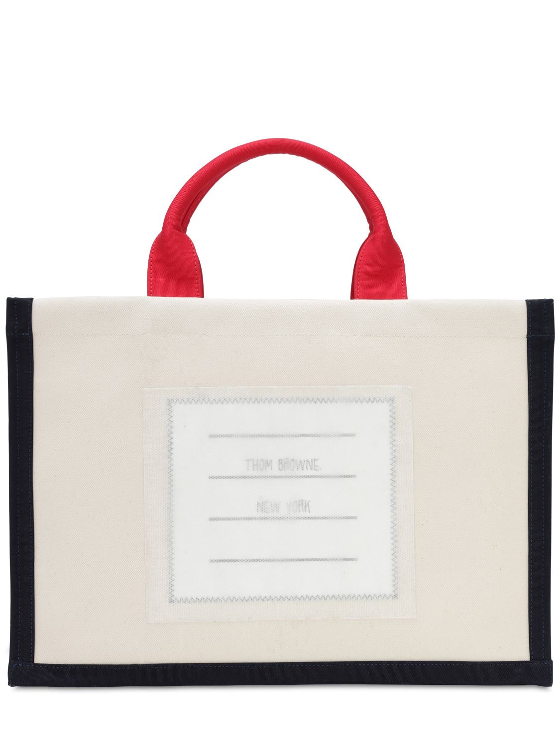 Thom Browne COTTON CANVAS TOTE BAG W/ PATCH