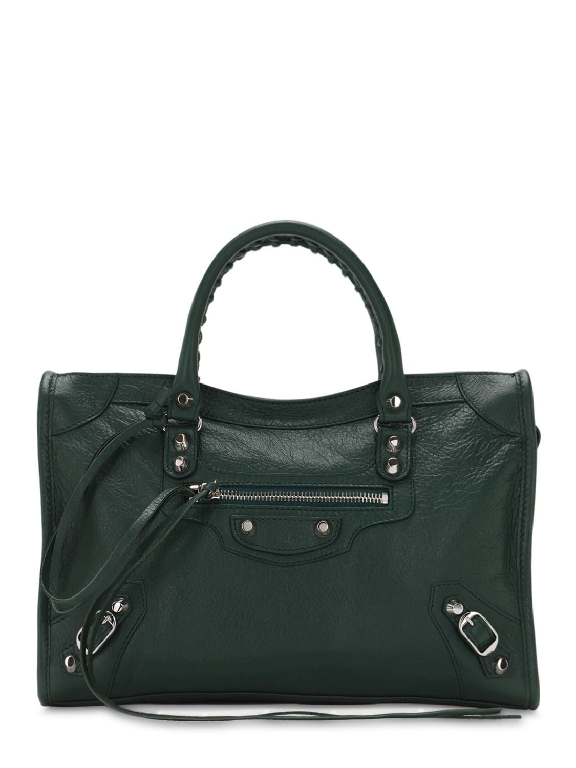 Balenciaga Sm Classic City Leather Top Handle Bag In Forest Green