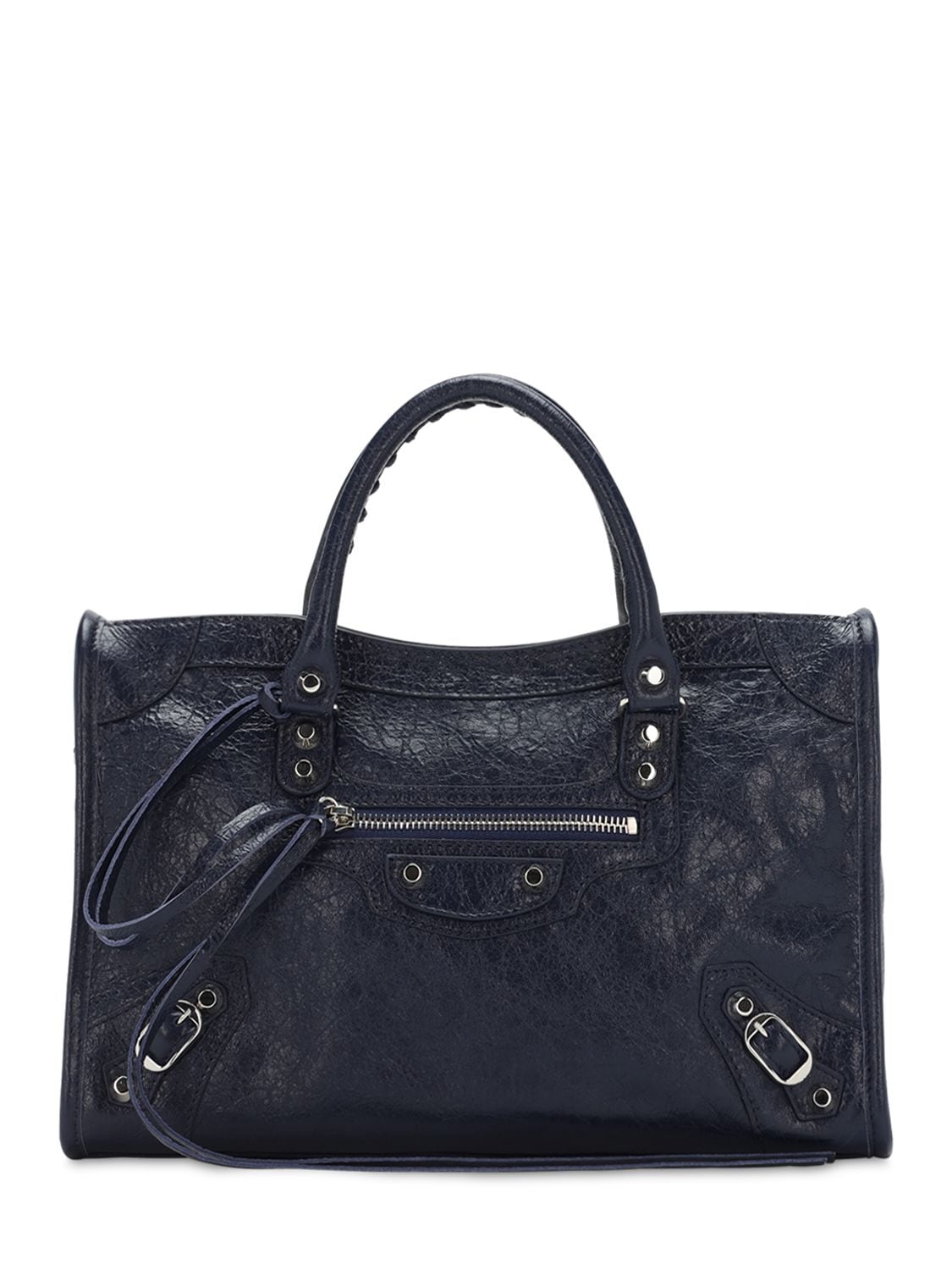 Balenciaga Sm Classic City Leather Top Handle Bag In Navy