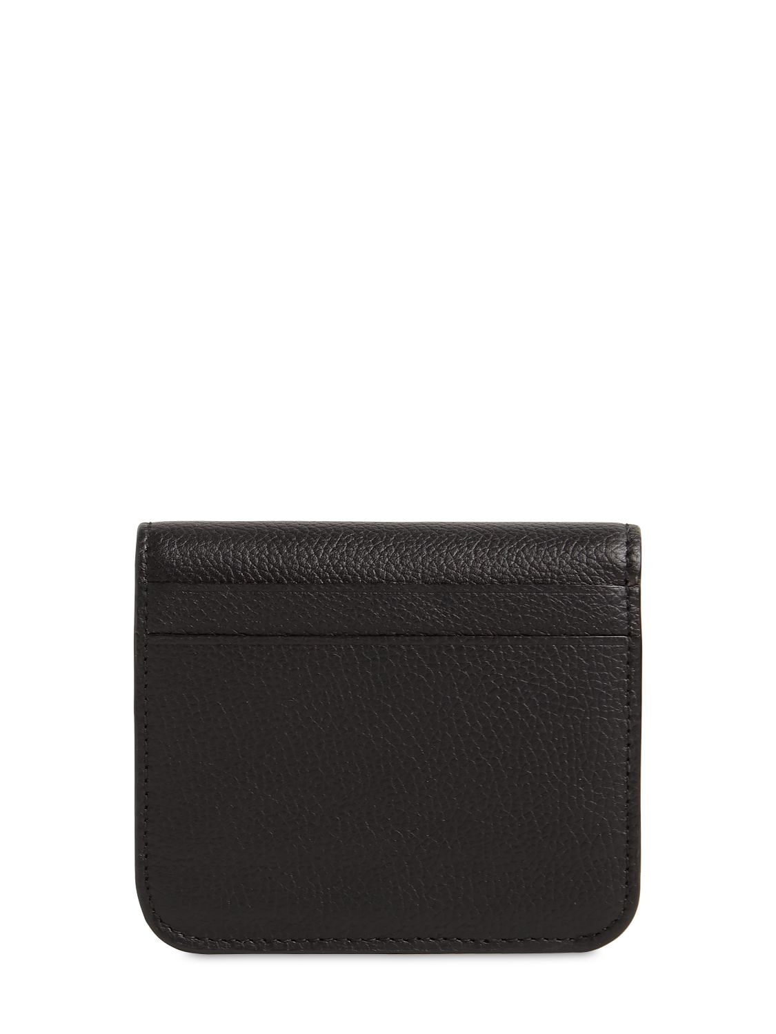Shop Balenciaga Grained Leather Compact Wallet In Black