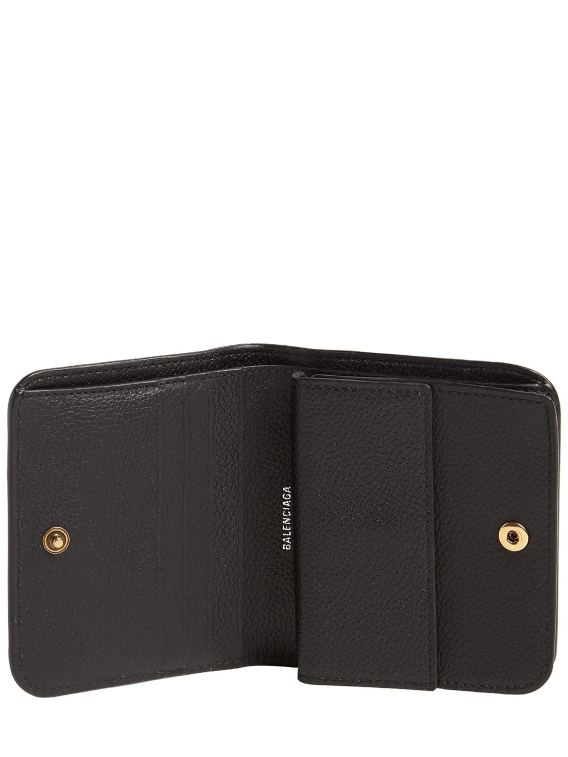 Shop Balenciaga Grained Leather Compact Wallet In Black