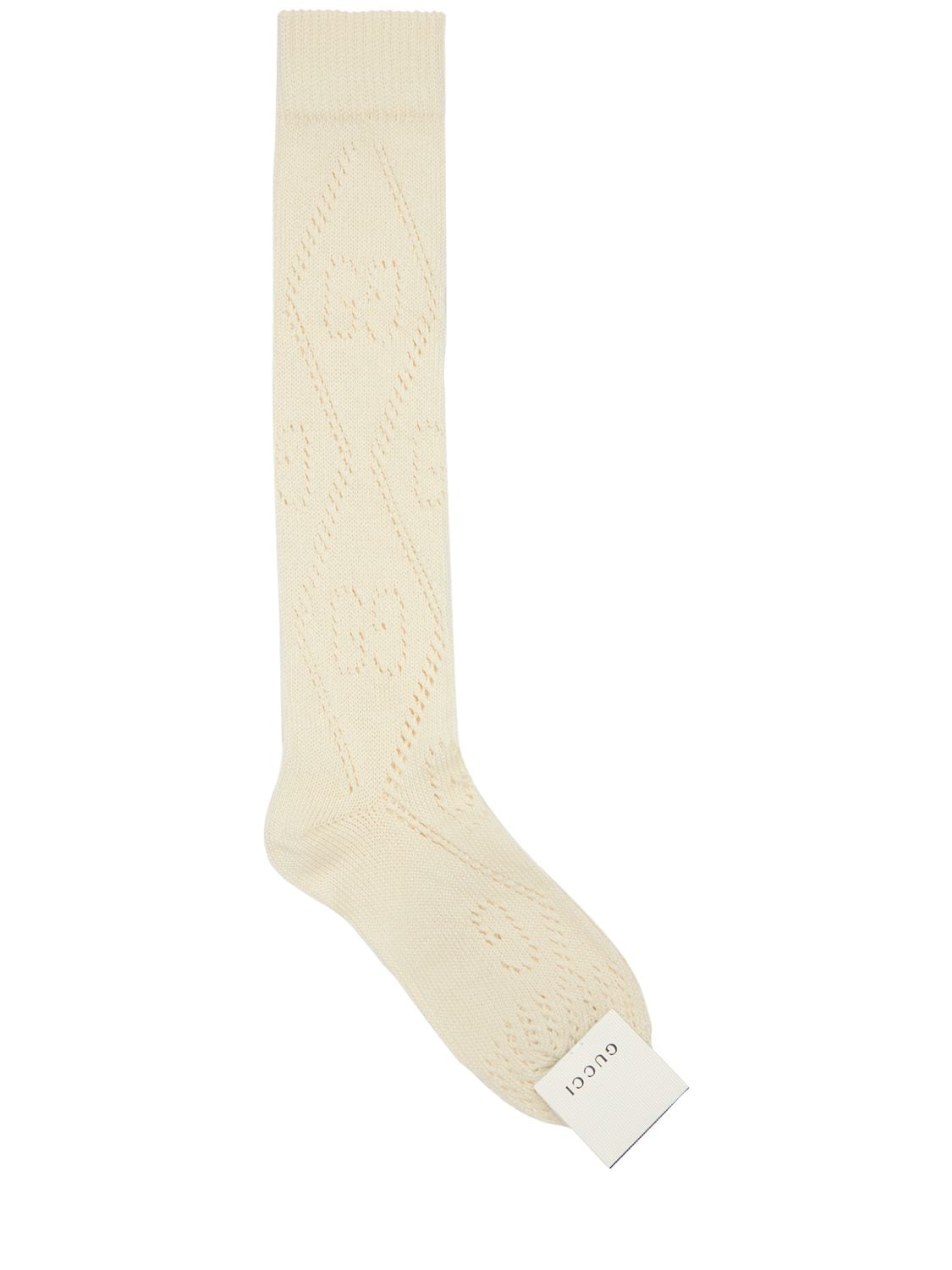 Gucci Logo Stretch Cotton Socks In White
