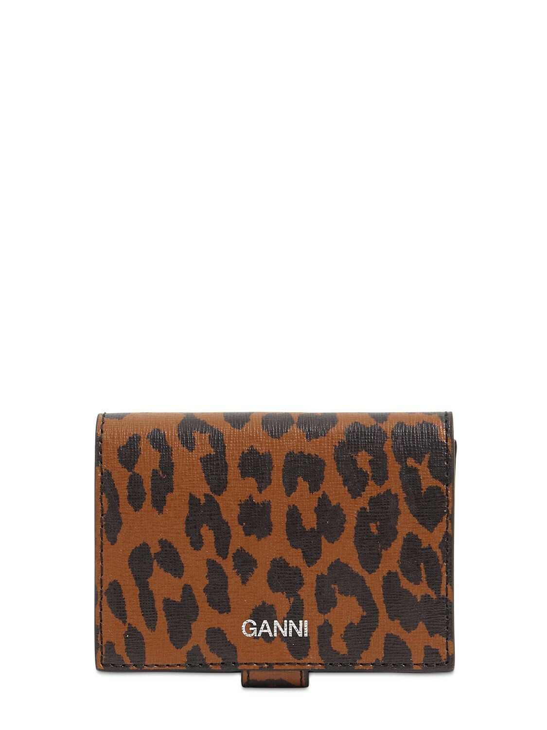 GANNI PRINTED LEATHER COMPACT WALLET,72IJ5W016-ODK20