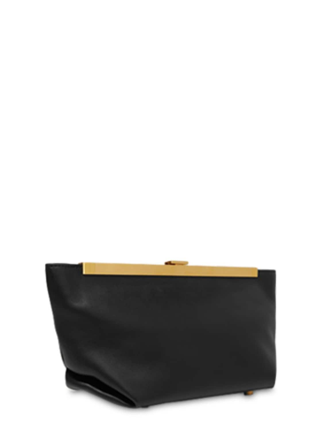 Shop Khaite Aimee Frame Leather Clutch In Black