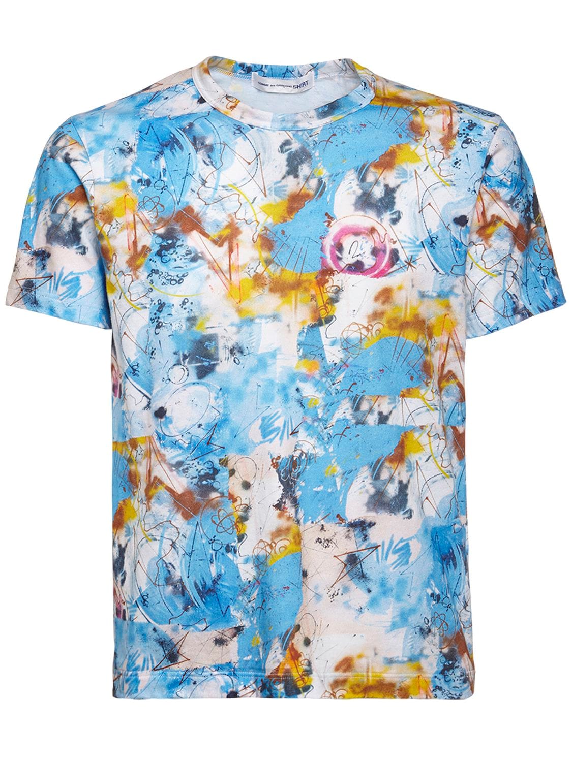 Comme Des Garçons Shirt Graffiti Print Cotton Crewneck T-shirt In Multicolor