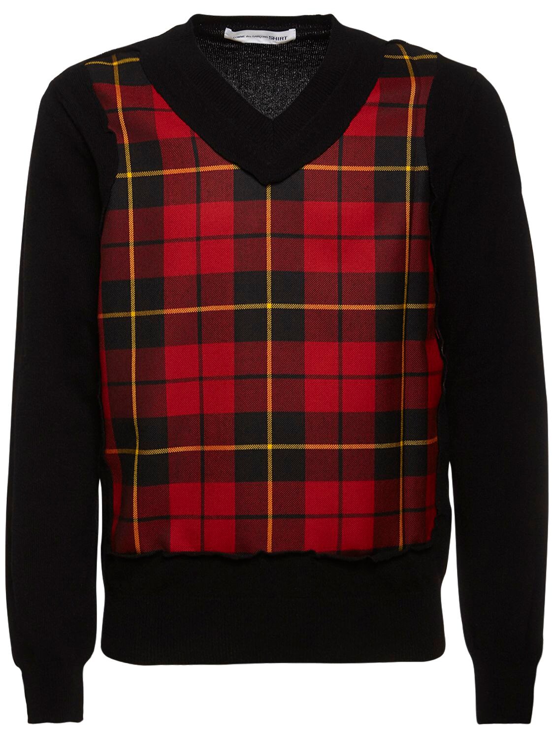 COMME DES GARÇONS SHIRT V-NECK CHECK WOOL jumper,72IJRN009-MQ2