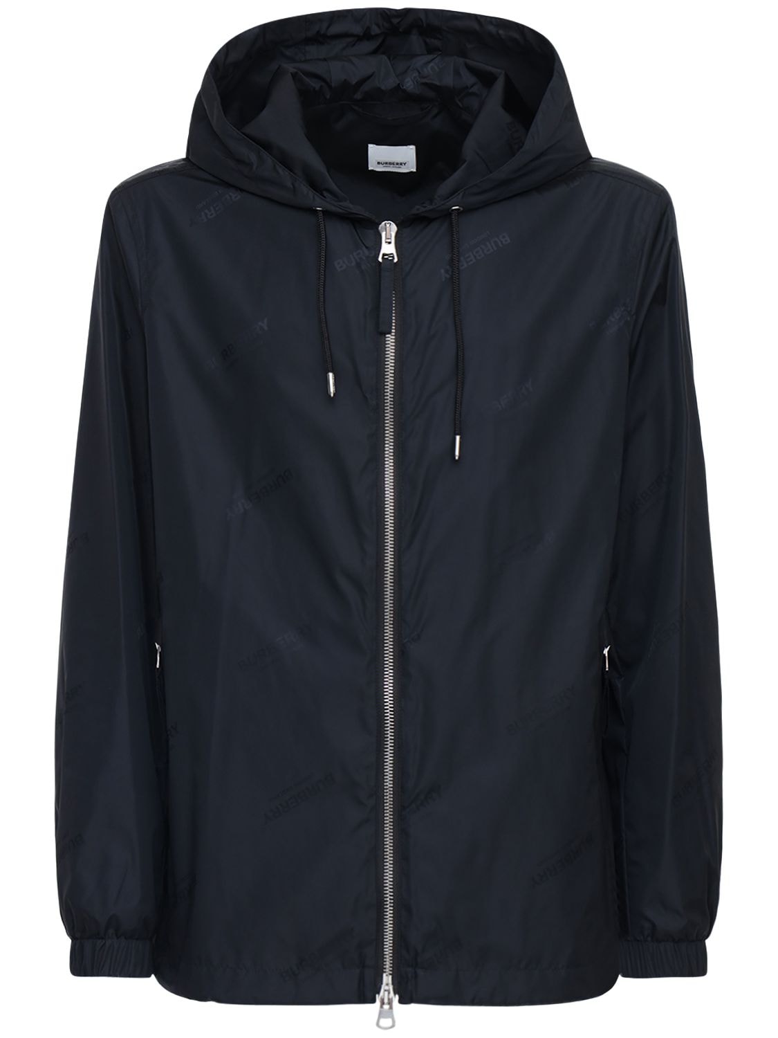 Burberry Hooded Nylon Windbreaker Jacket In Black | ModeSens
