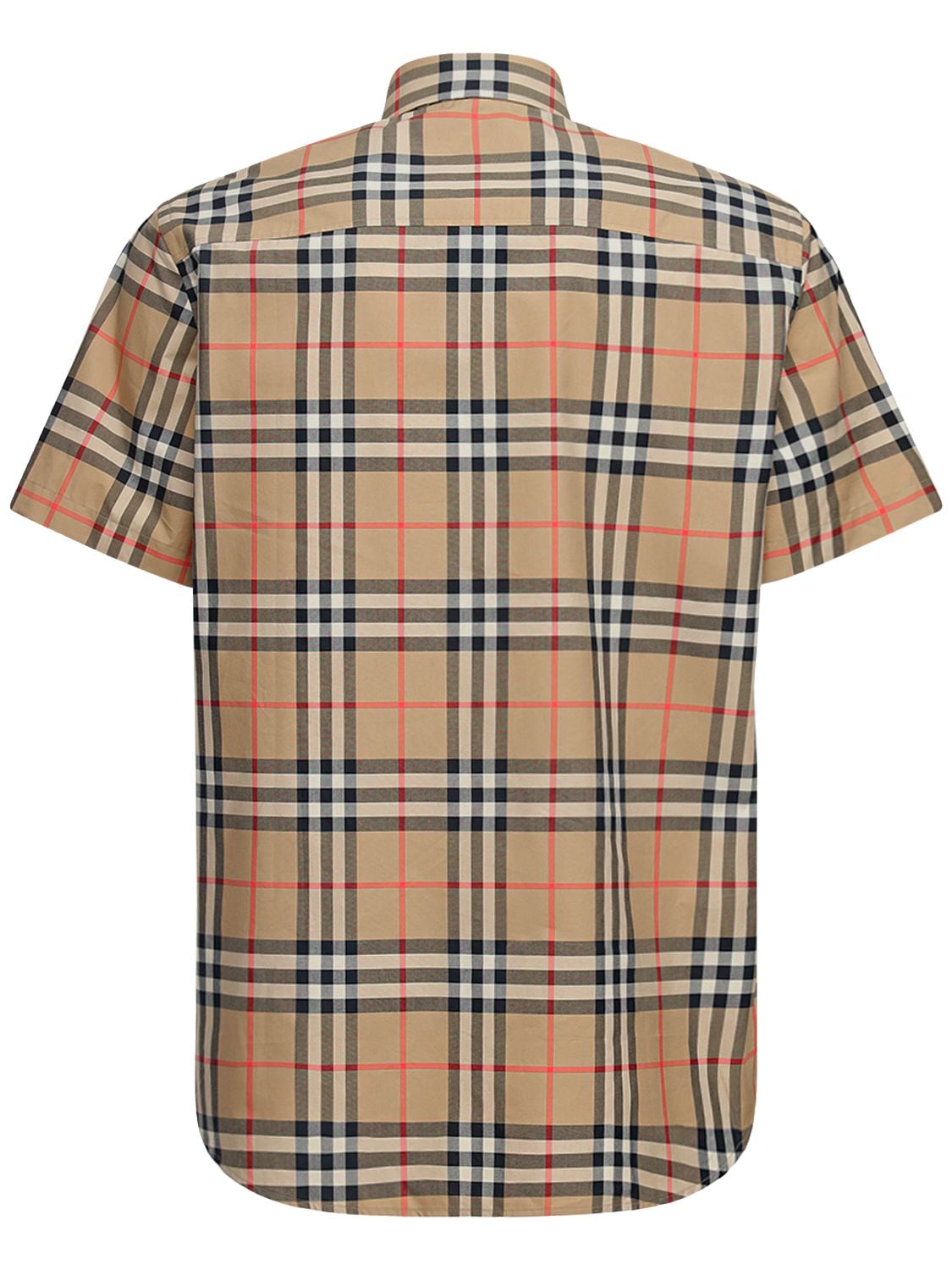 Shop Burberry Caxton Check Print Cotton Poplin Shirt In Archive Beige