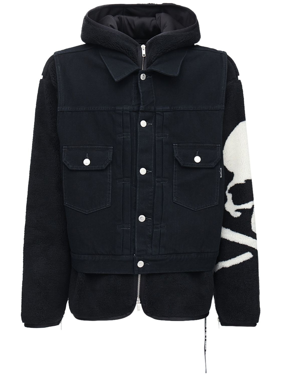 MASTERMIND JAPAN HOODED POLAR FLEECE JACKET & DENIM VEST,72IJSL003-QKXBQ0S1