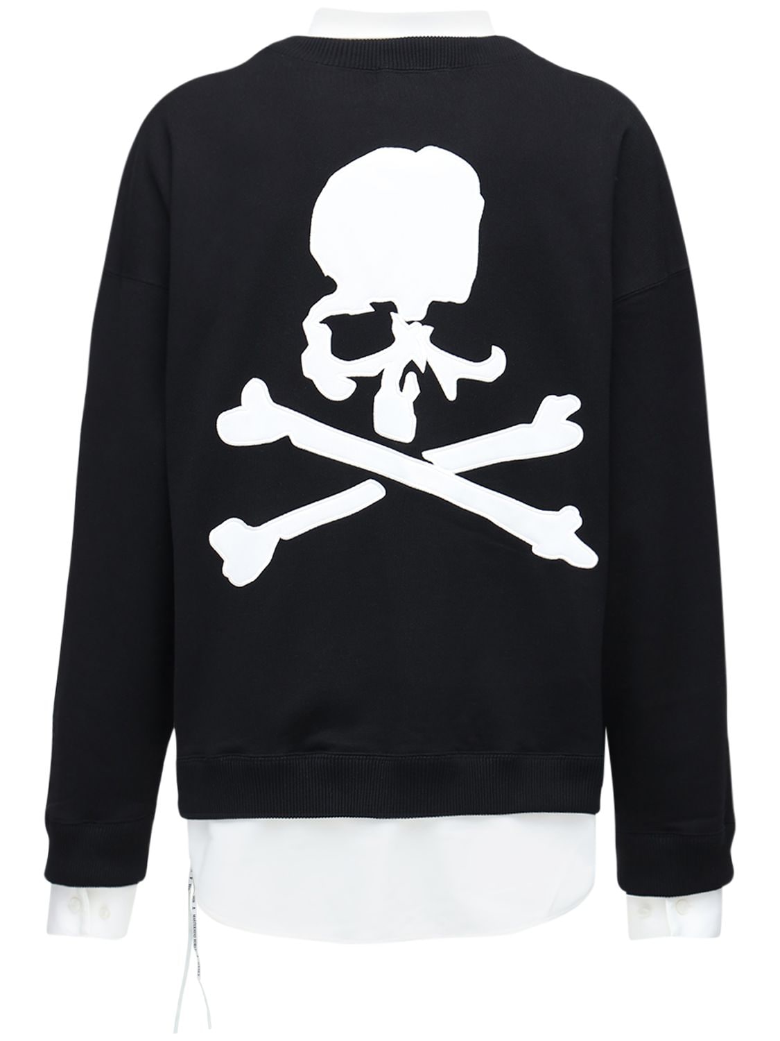 Mastermind Japan Boxy Cotton Sweatshirt W/ Shirt Details In Black,white