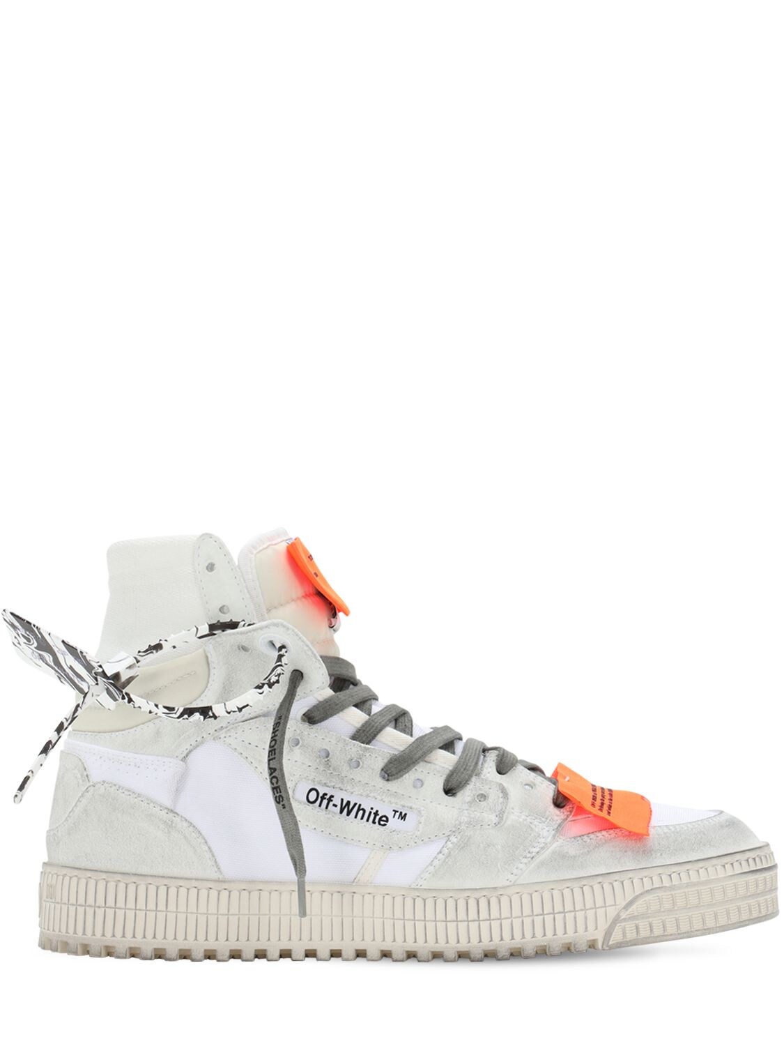 OFF-WHITE OFF COURT HIGH LEATHER & CANVAS trainers,72IJSY001-MDMWMW2