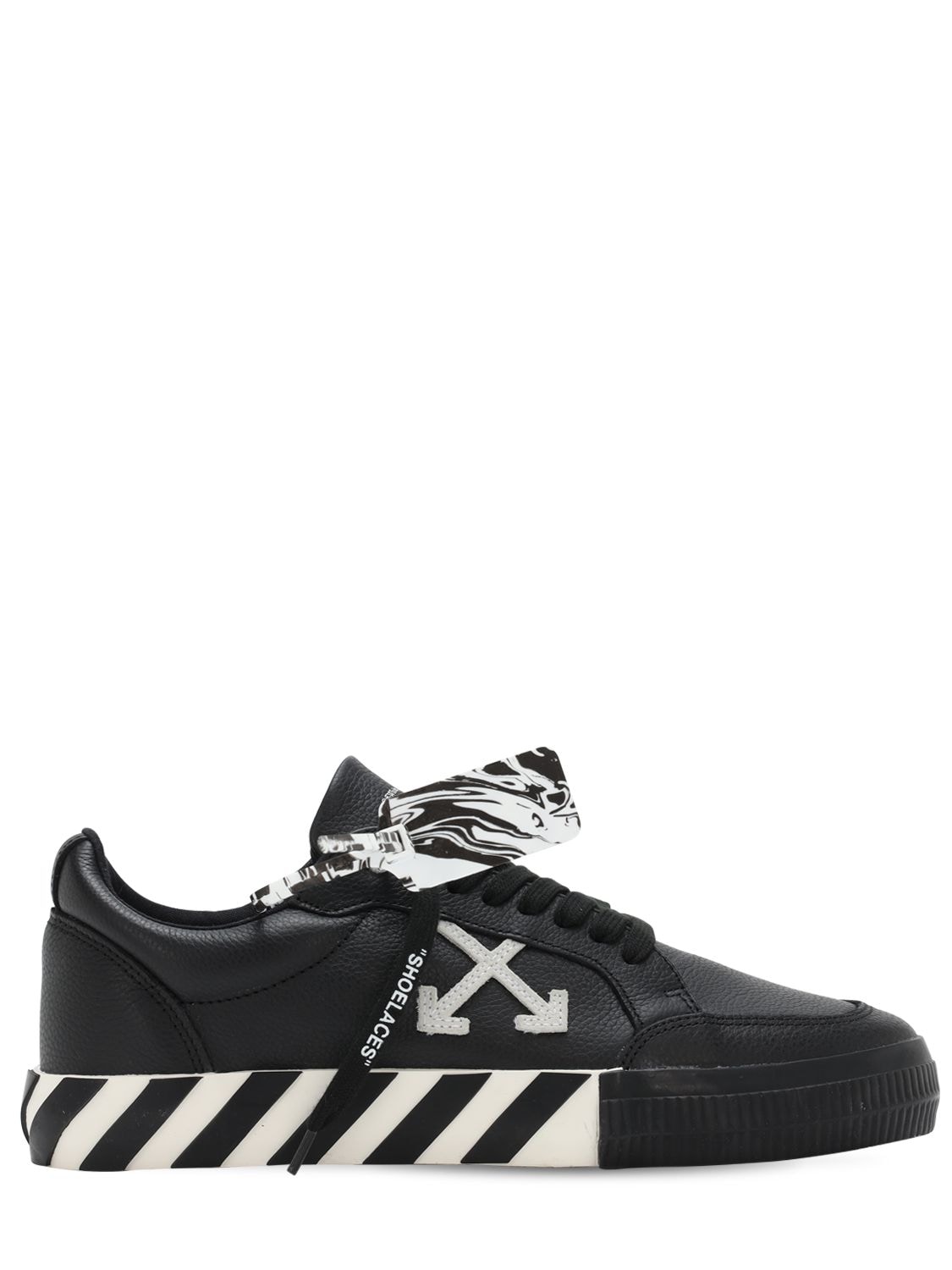Off-White - Vulcanized leather low top sneakers - Black/White ...