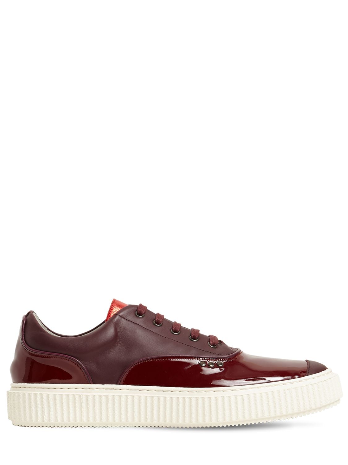 Me.land Low Top Patent & Matte Leather Sneakers In Bordeaux